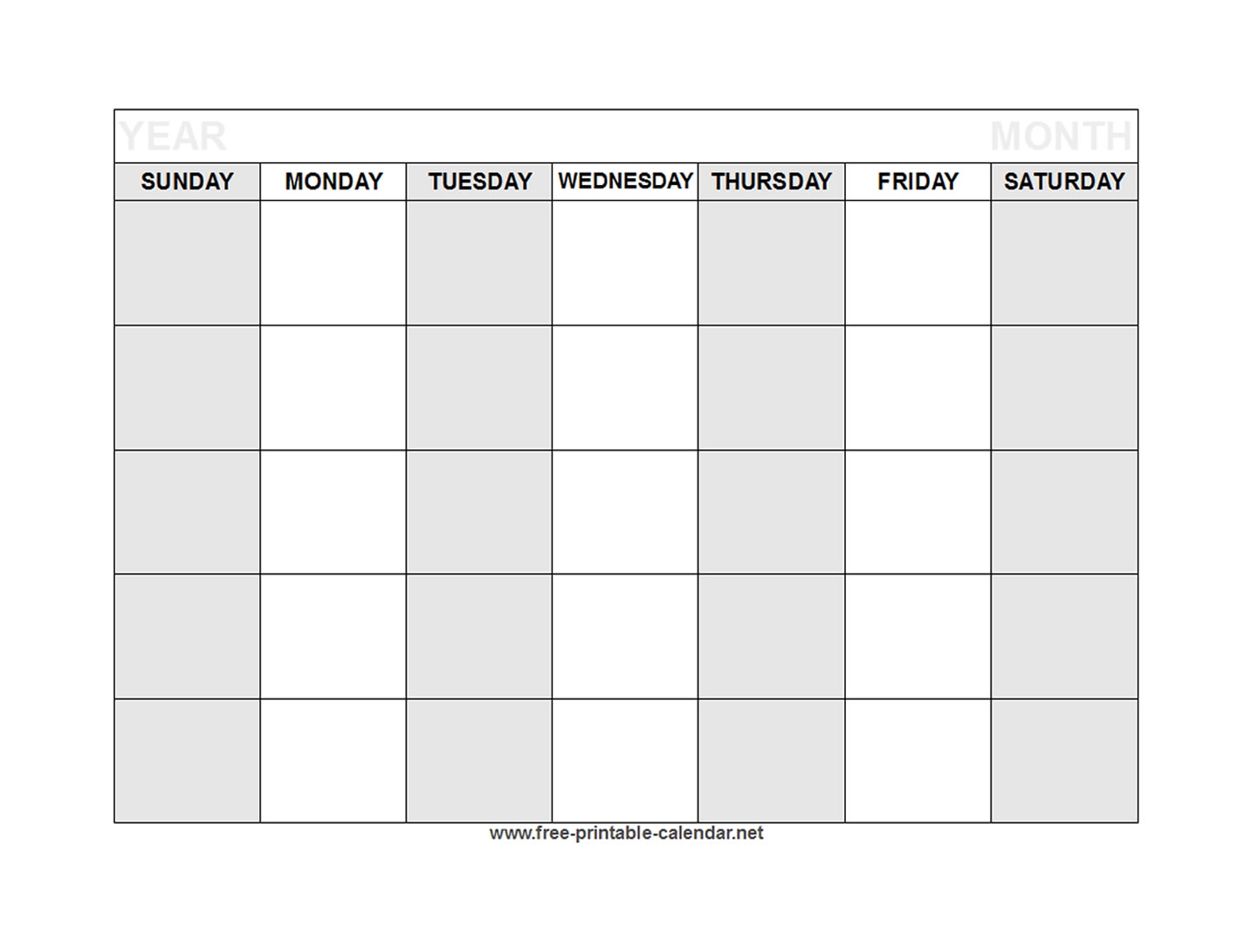 Blank Printable Calendars Free