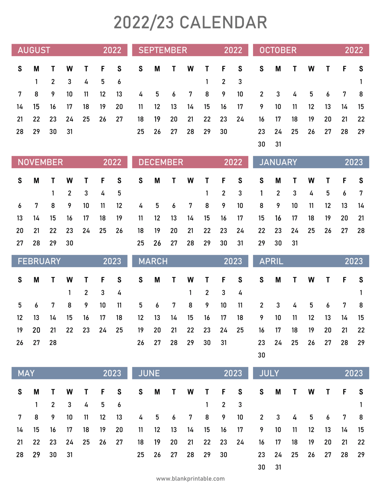 Printable Calendar Templates