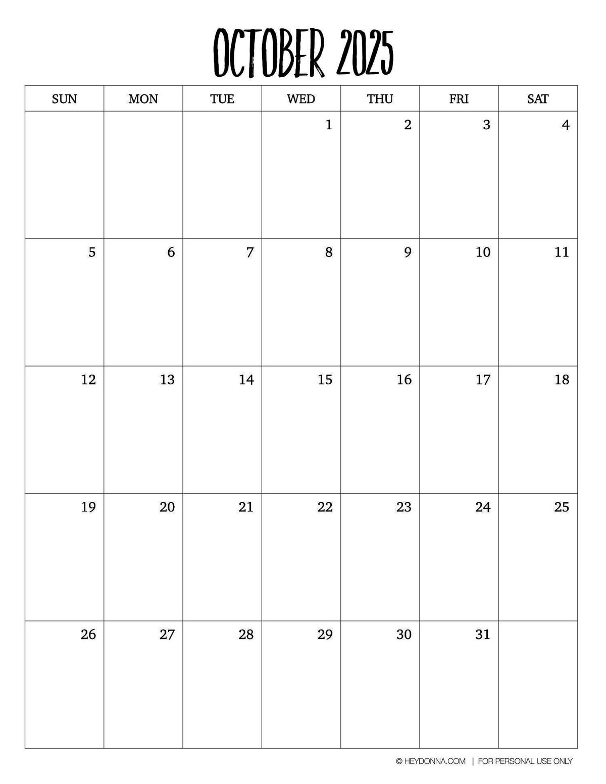 Printable Calendar October