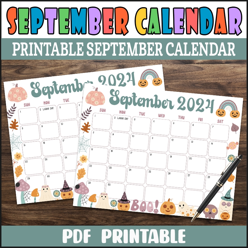 Printable September Calendar Colorful