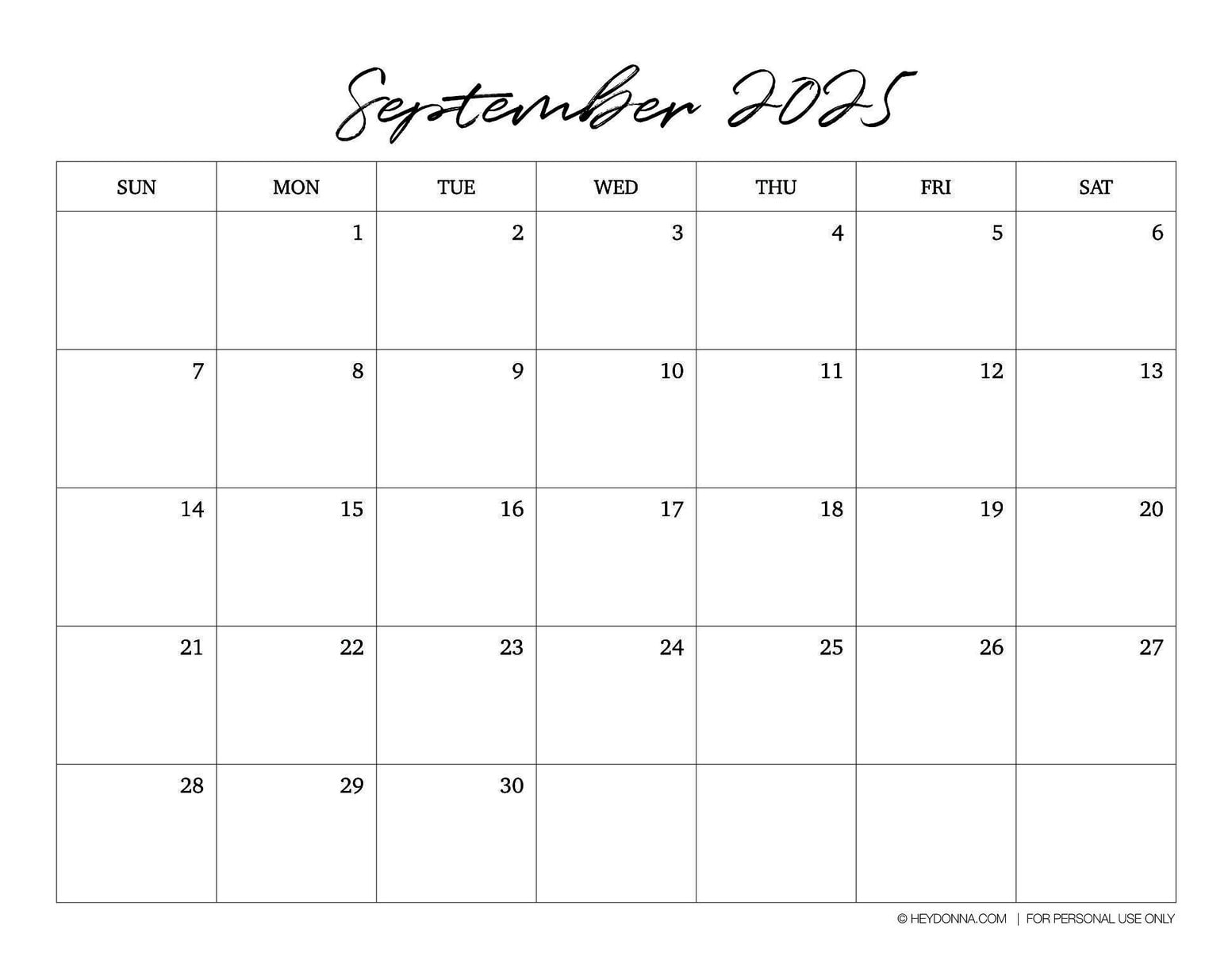 Printable Calendars September 2025 Cute