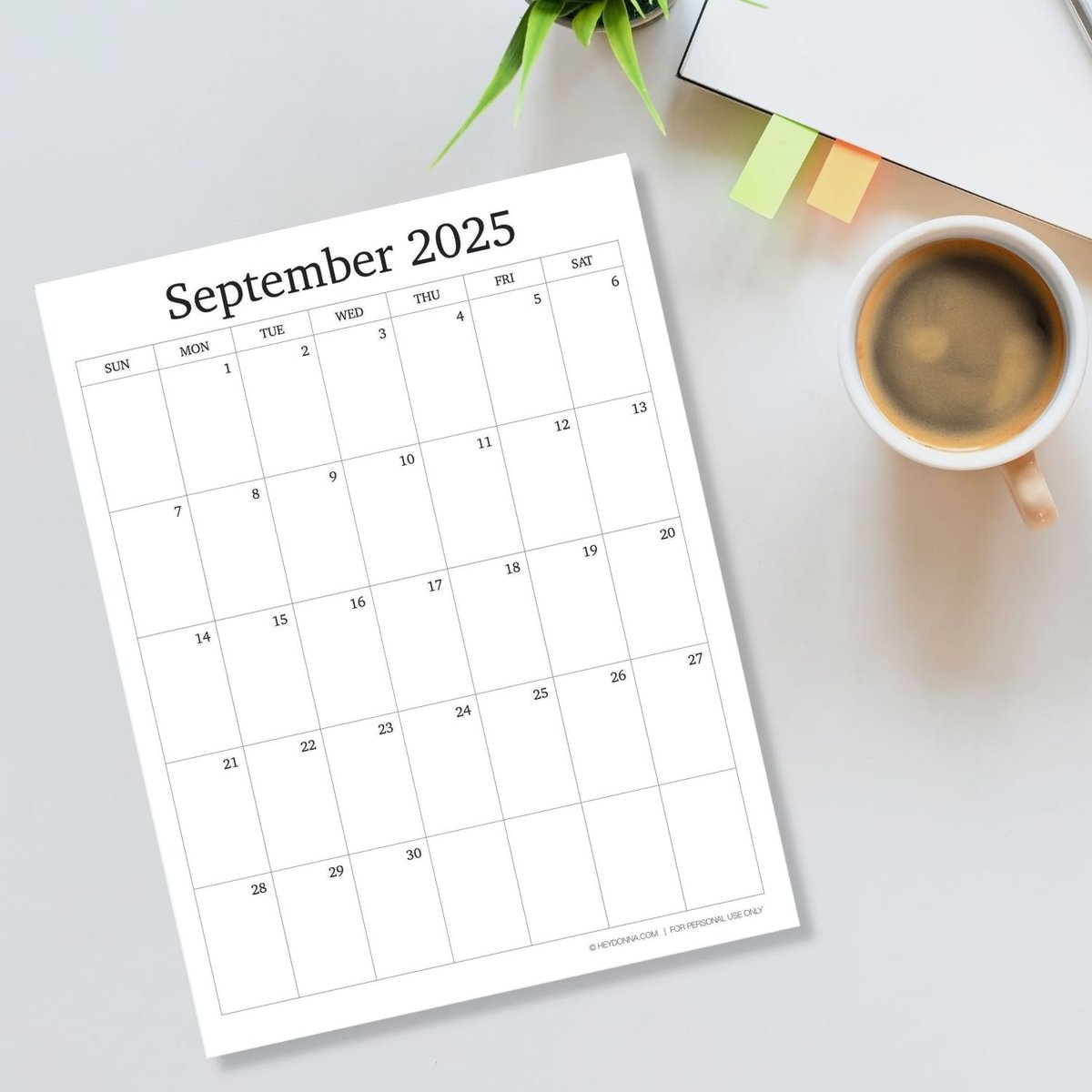 Printable September 2025 Monthly Calendar Hey Donna 