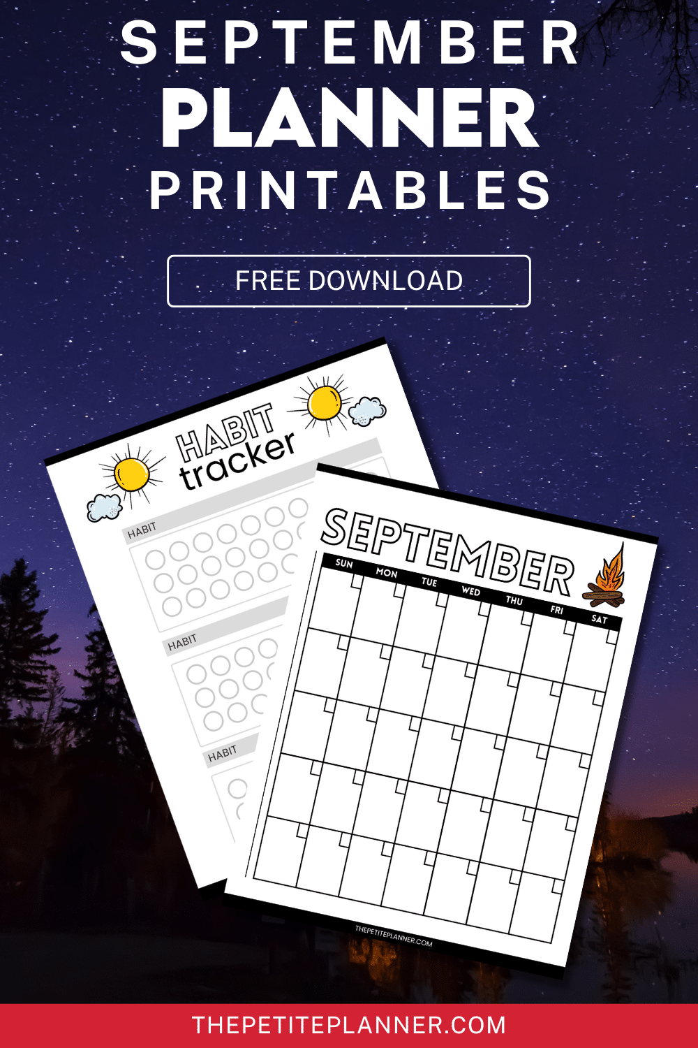 Printable September Planner Pages Calendar Habit Tracker 