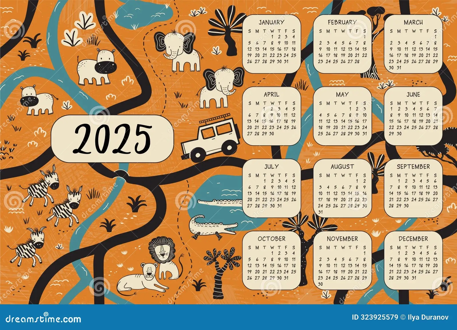 2025 Calendar Printable Trees