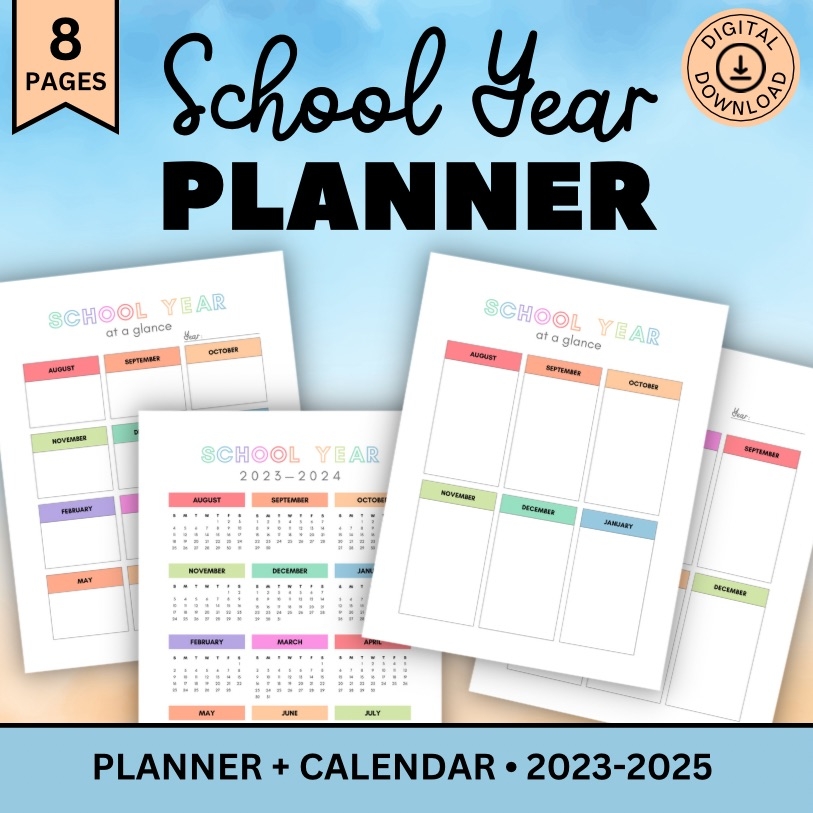 School Planner Printable Year At A Glance Homeschool Planner School Year Planning Education Planner Sheet Classful School Planner Printable Year At A Glance Homeschool Planner School Year Planning Education Planner Sheet Classful