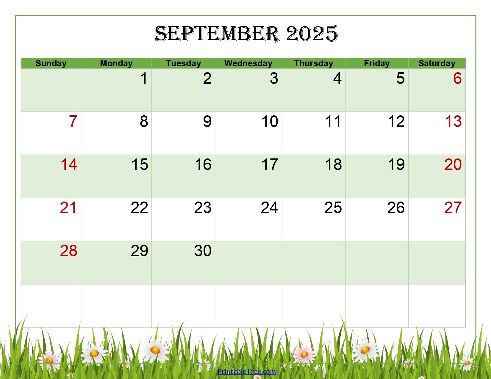 September 2025 Printable Preschool Calendar