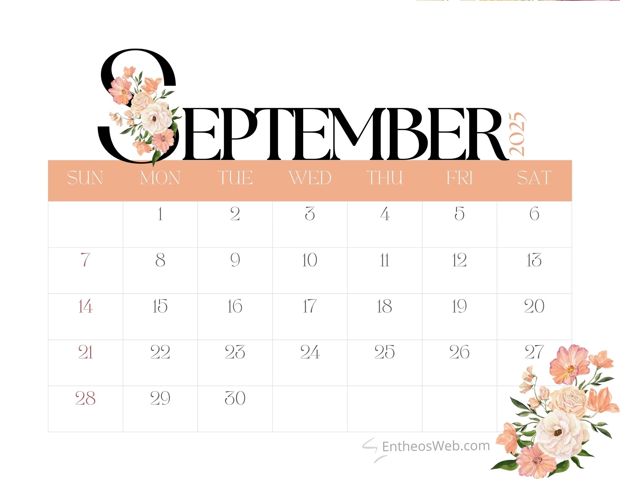 September 2025 Calendar Printables EntheosWeb