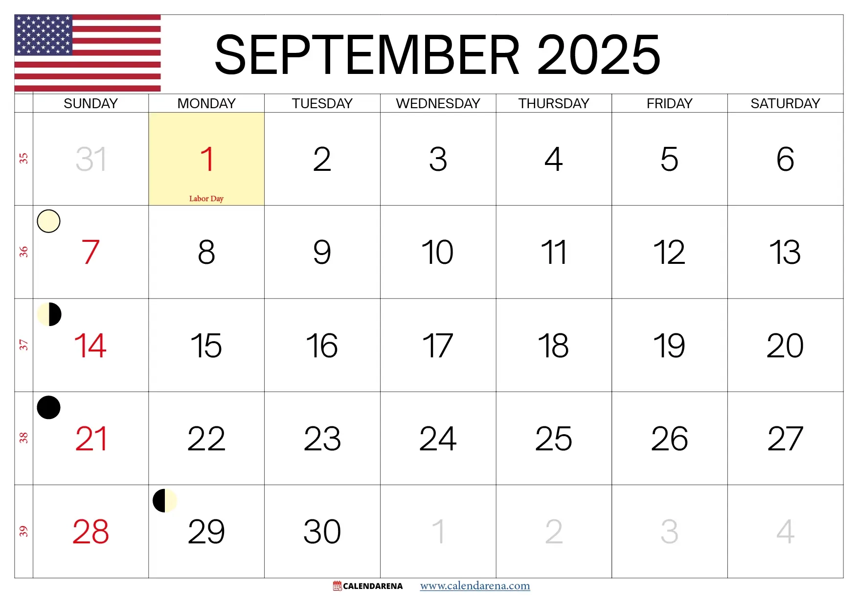Free Printable Blank September 2025 Calendar
