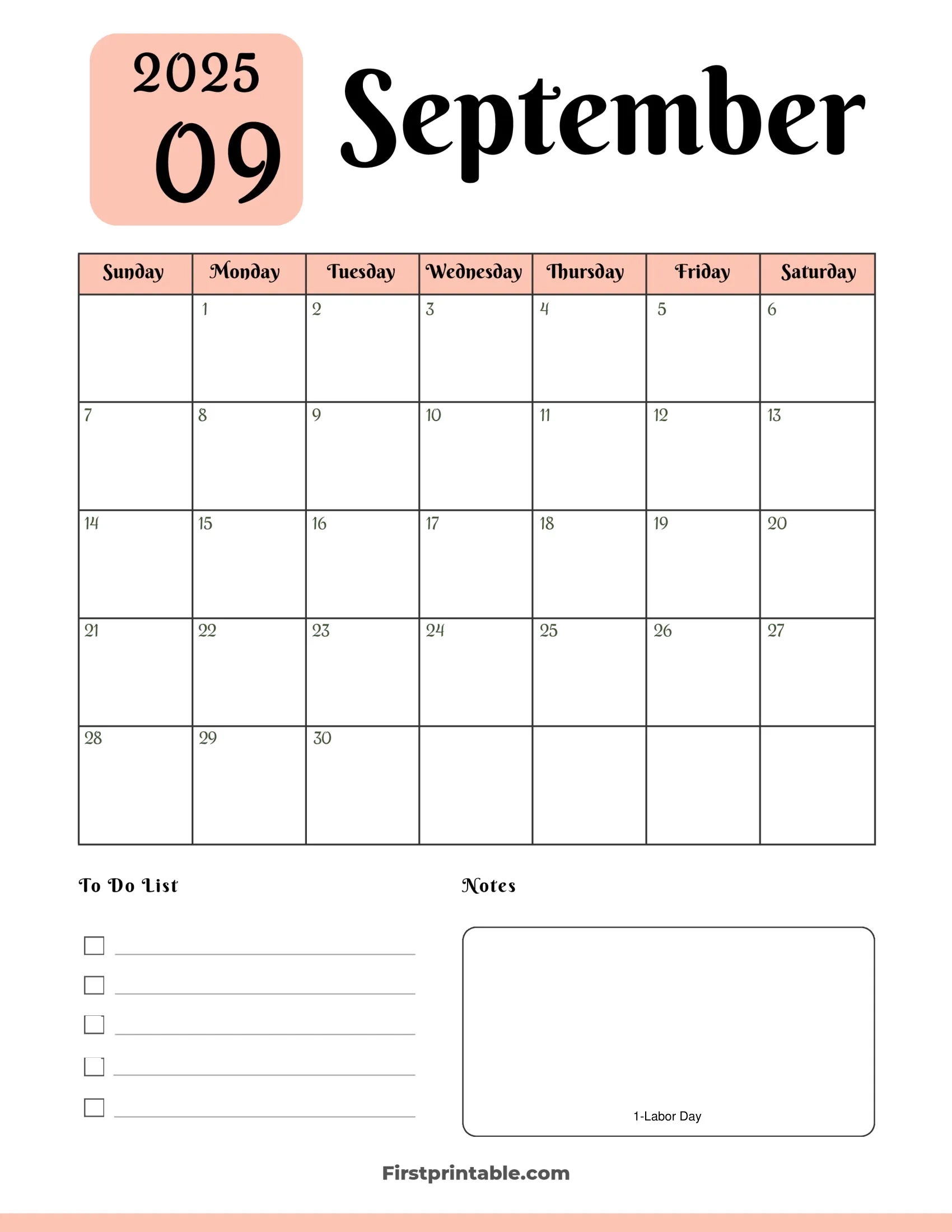 September Schedule Calendar 2025 Printable