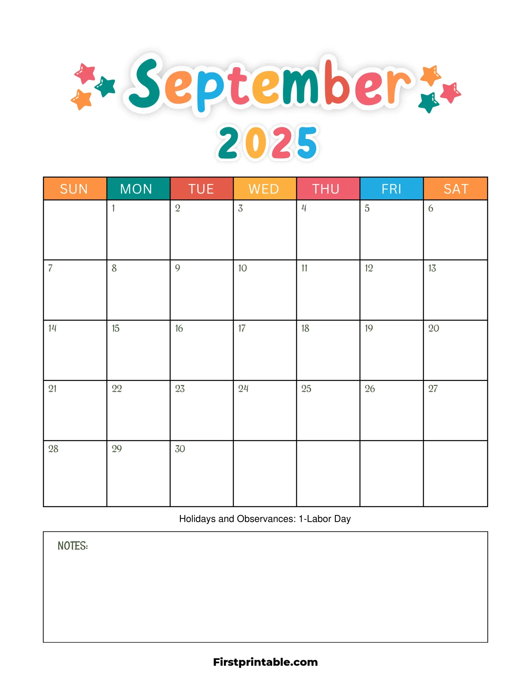 September 2025 Calendars Free Printable Fillable September 2025 Calendars Free Printable Fillable