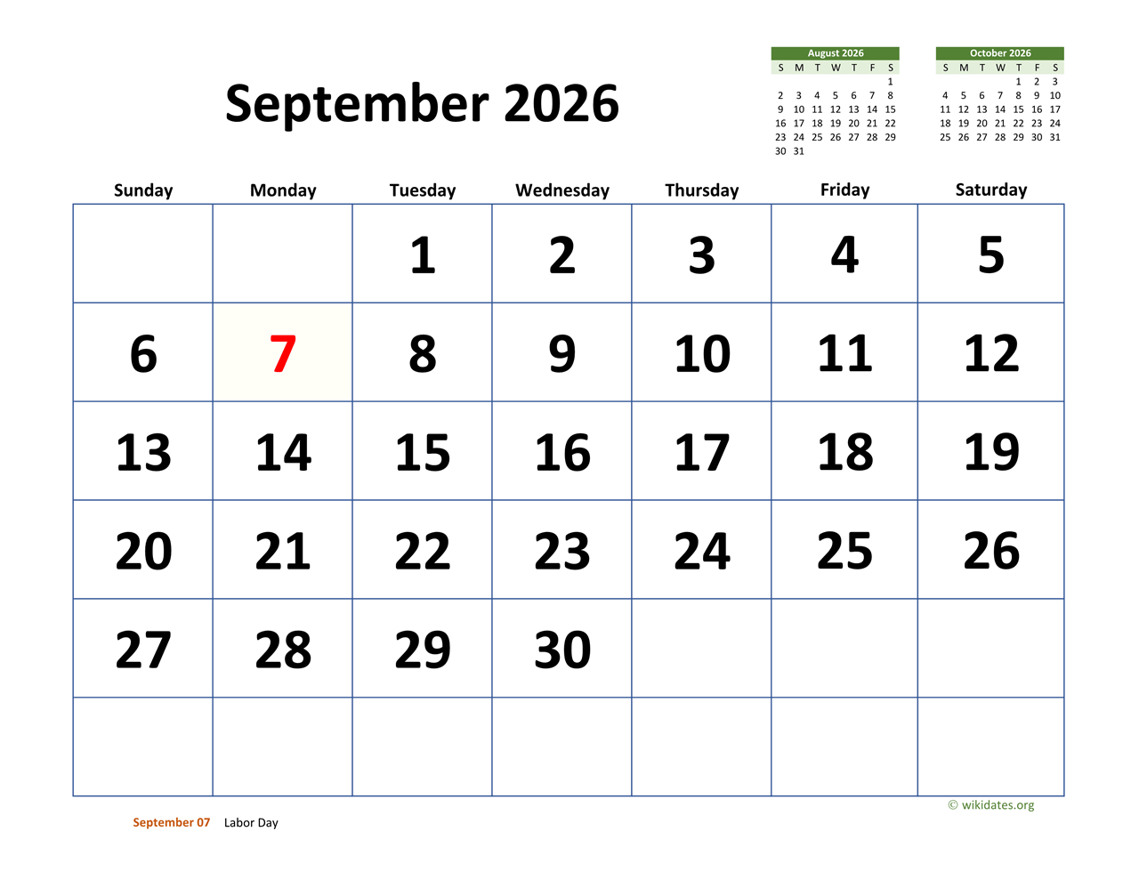 Free Printable August September 2026 Calendar Free Printable August September 2026 Calendar