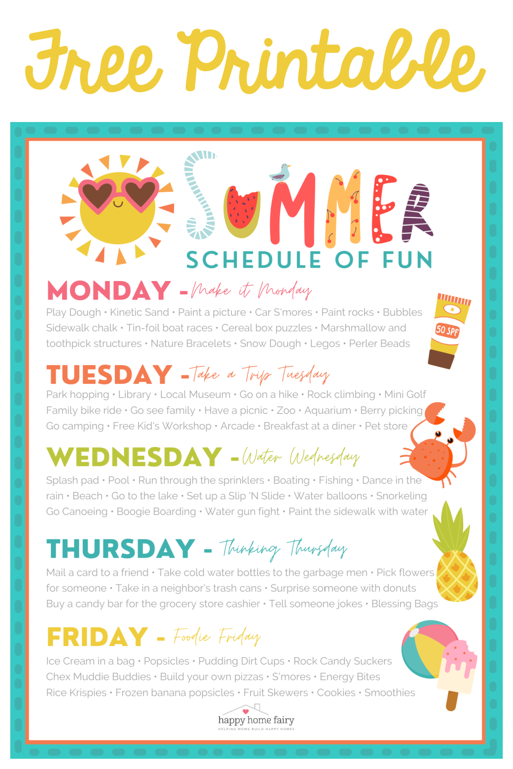 Free Printable Summer Calendar