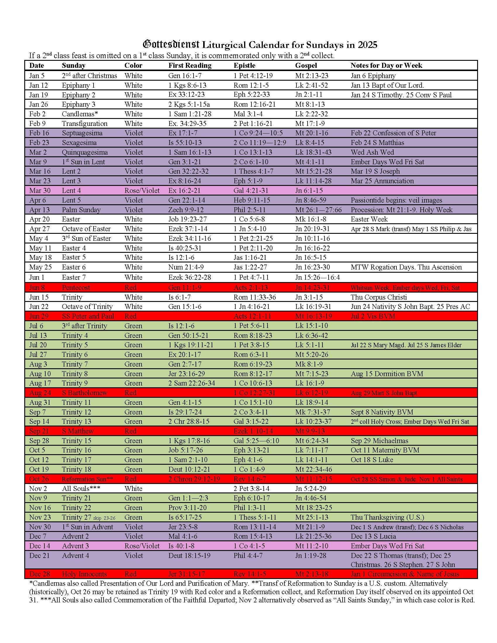 The 2025 Liturgical Calendar Is Here Gottesdienst The 2025 Liturgical Calendar Is Here Gottesdienst