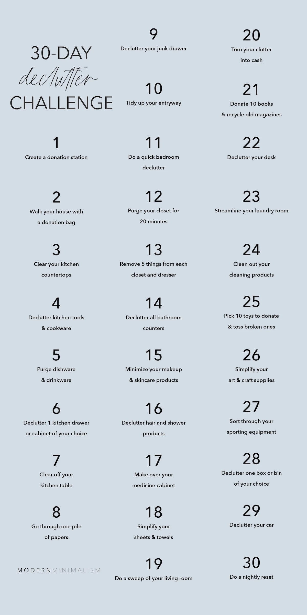 the ultimate 30 day declutter challenge modern minimalism