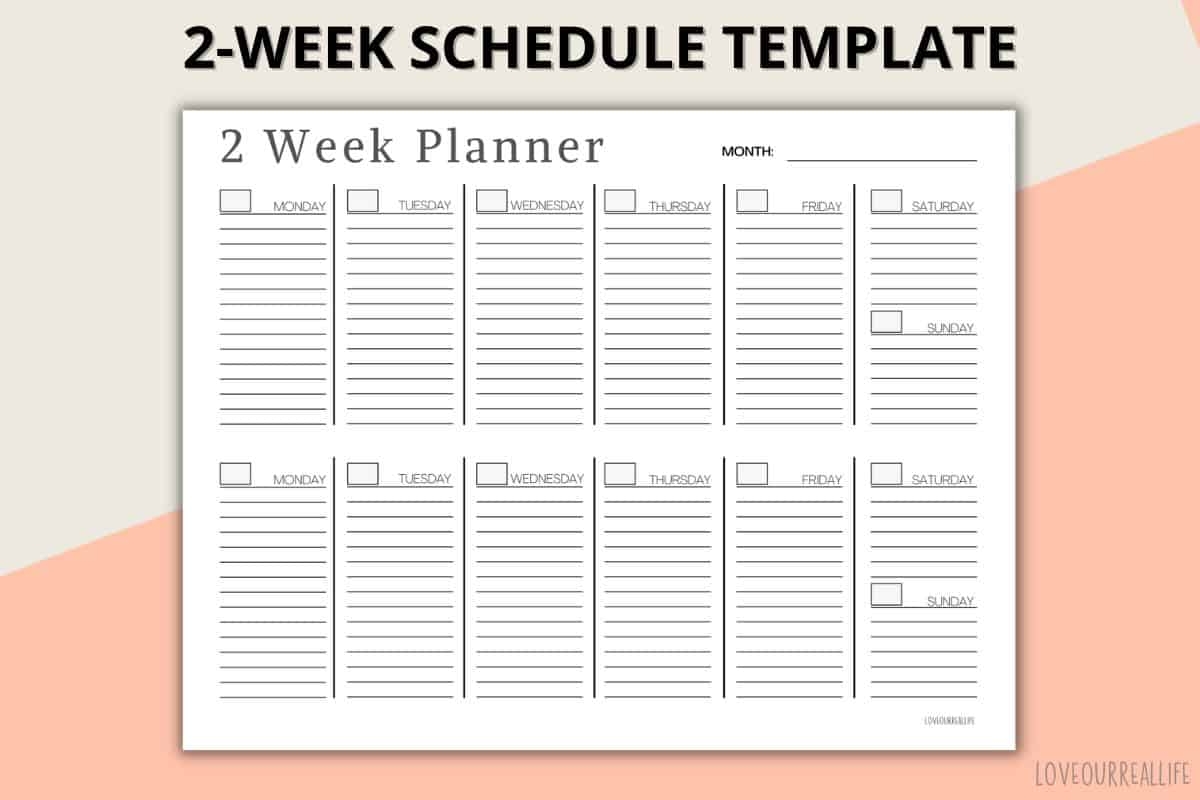 Two Week Calendar Template Free Printable Weekly Planner Love Worksheets Library