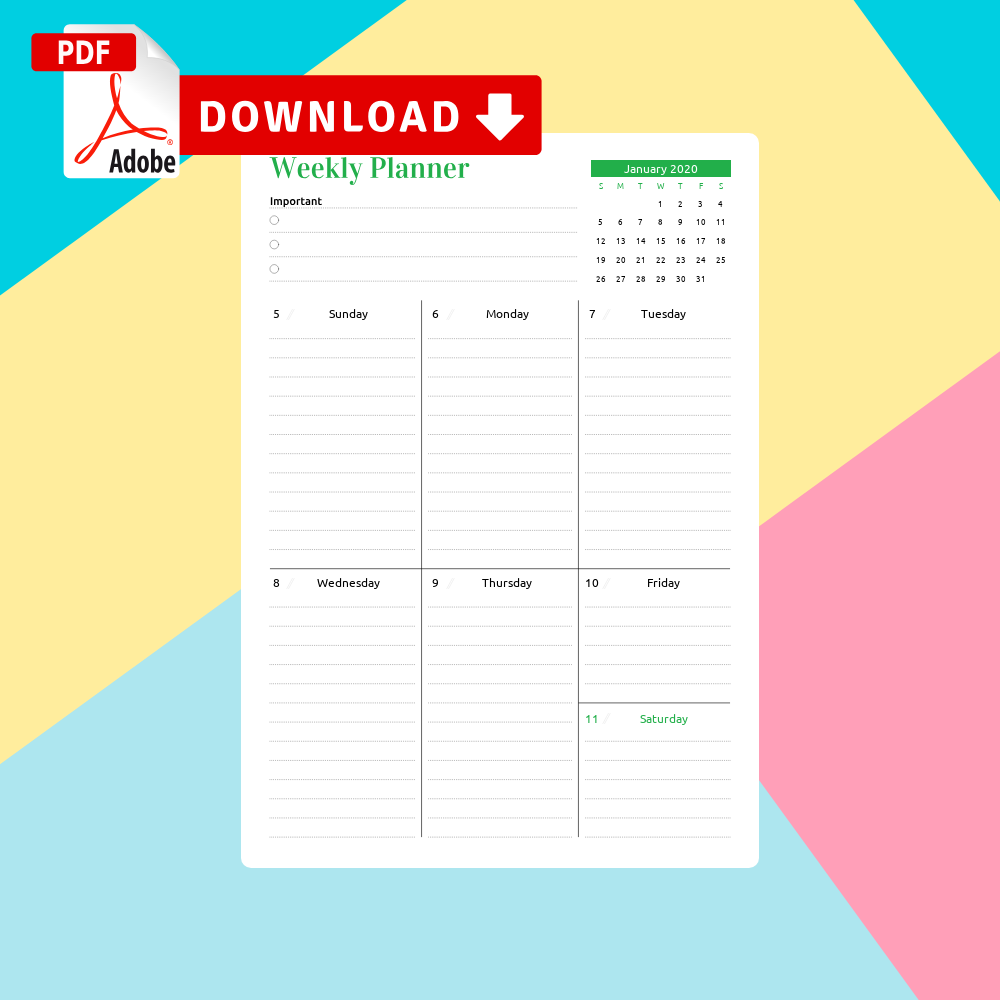 Weekly Calendar Templates Download Printable PDF