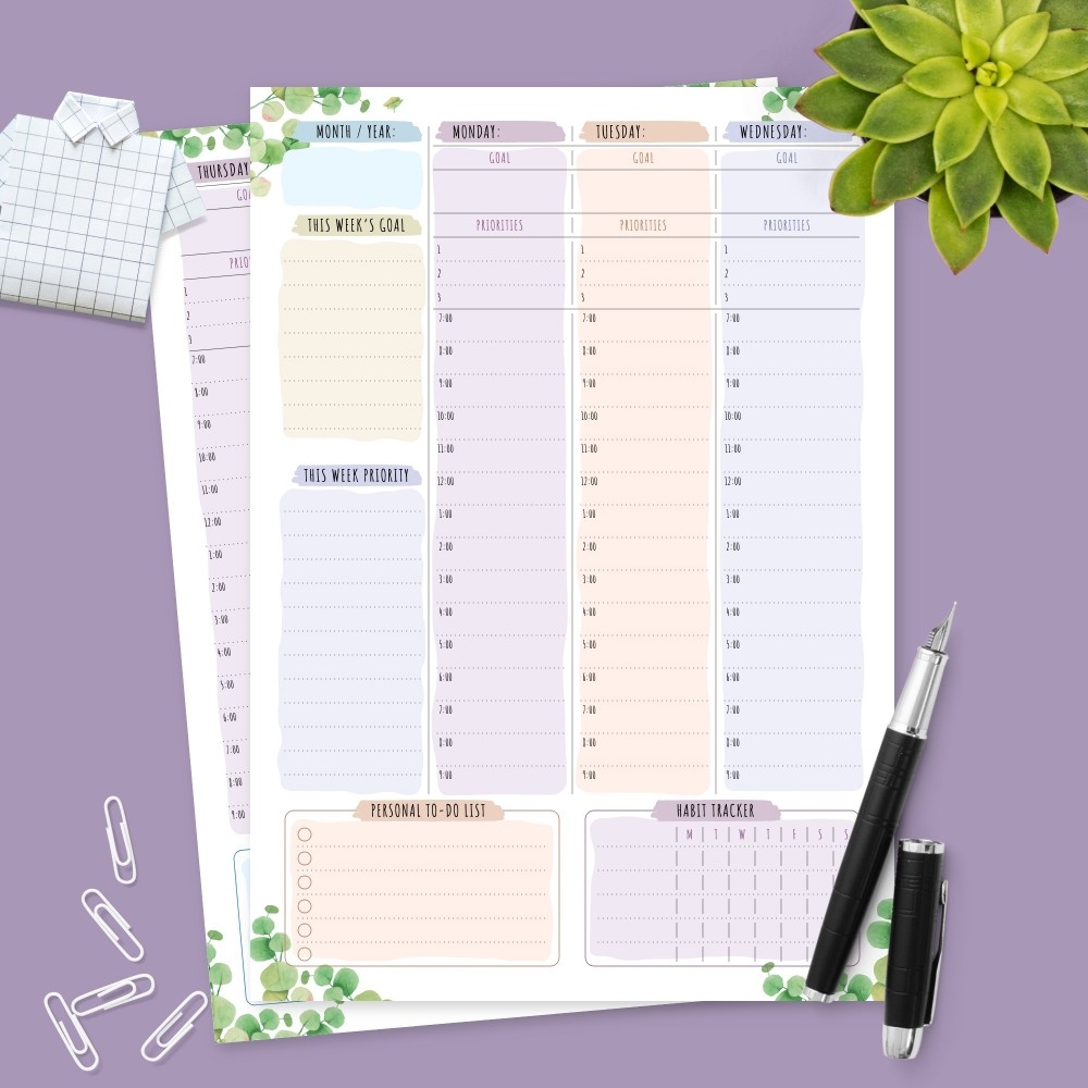 Printable Calendar Weekly Hourly