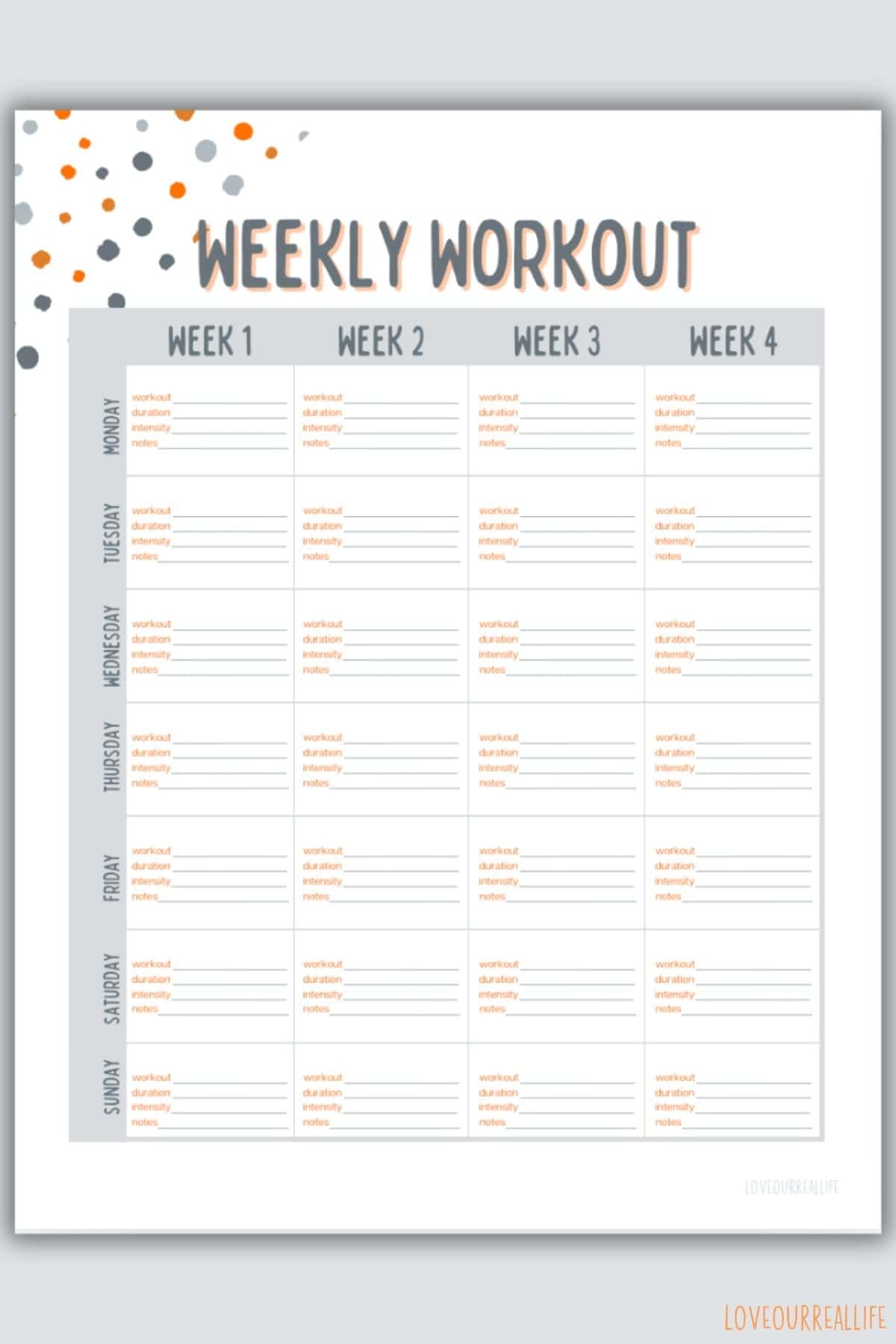 Printable Monthly Fitness Calendar Printable Monthly Fitness Calendar