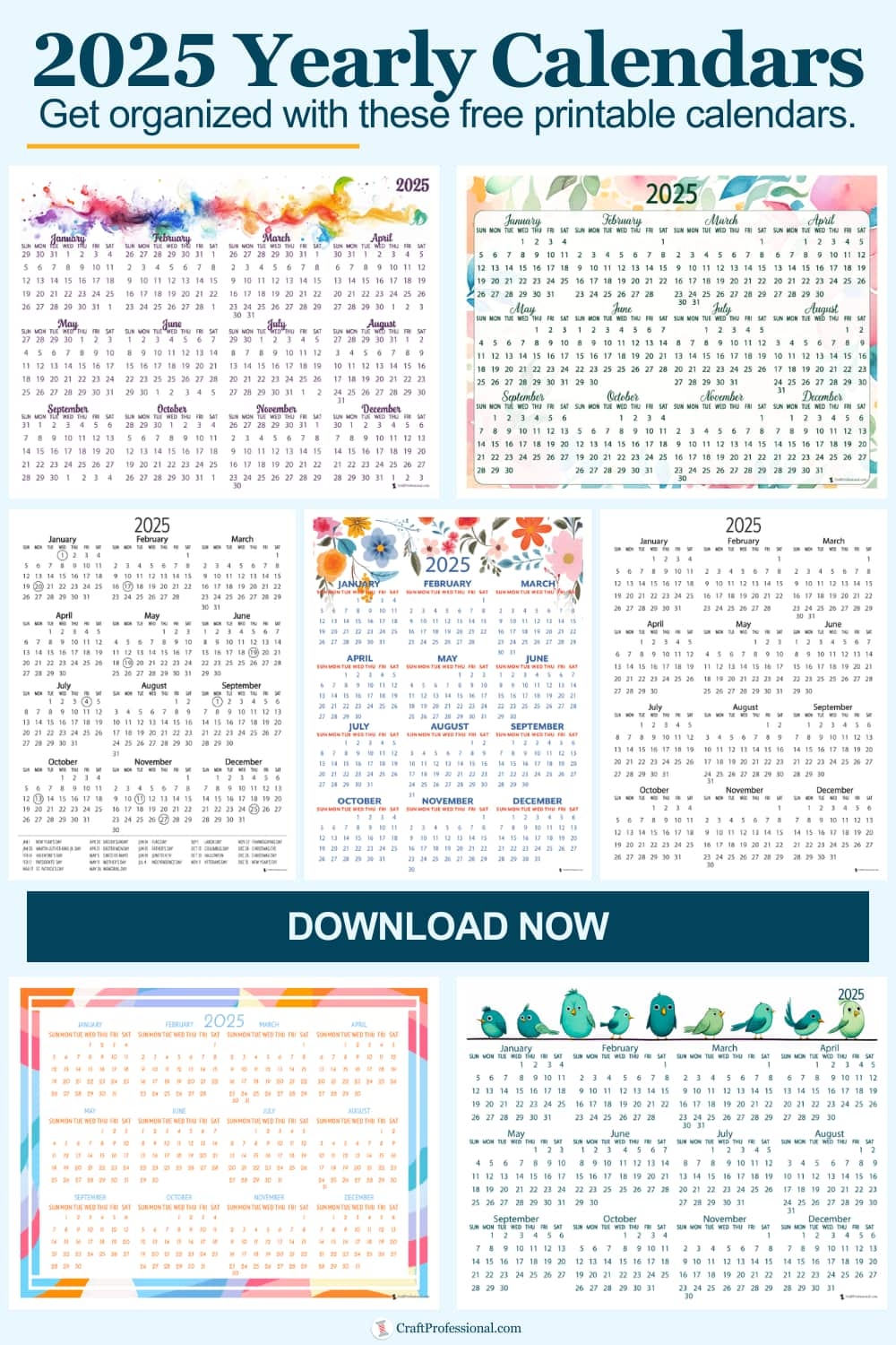 Printable Yearly Calendar 2025 With Holidays