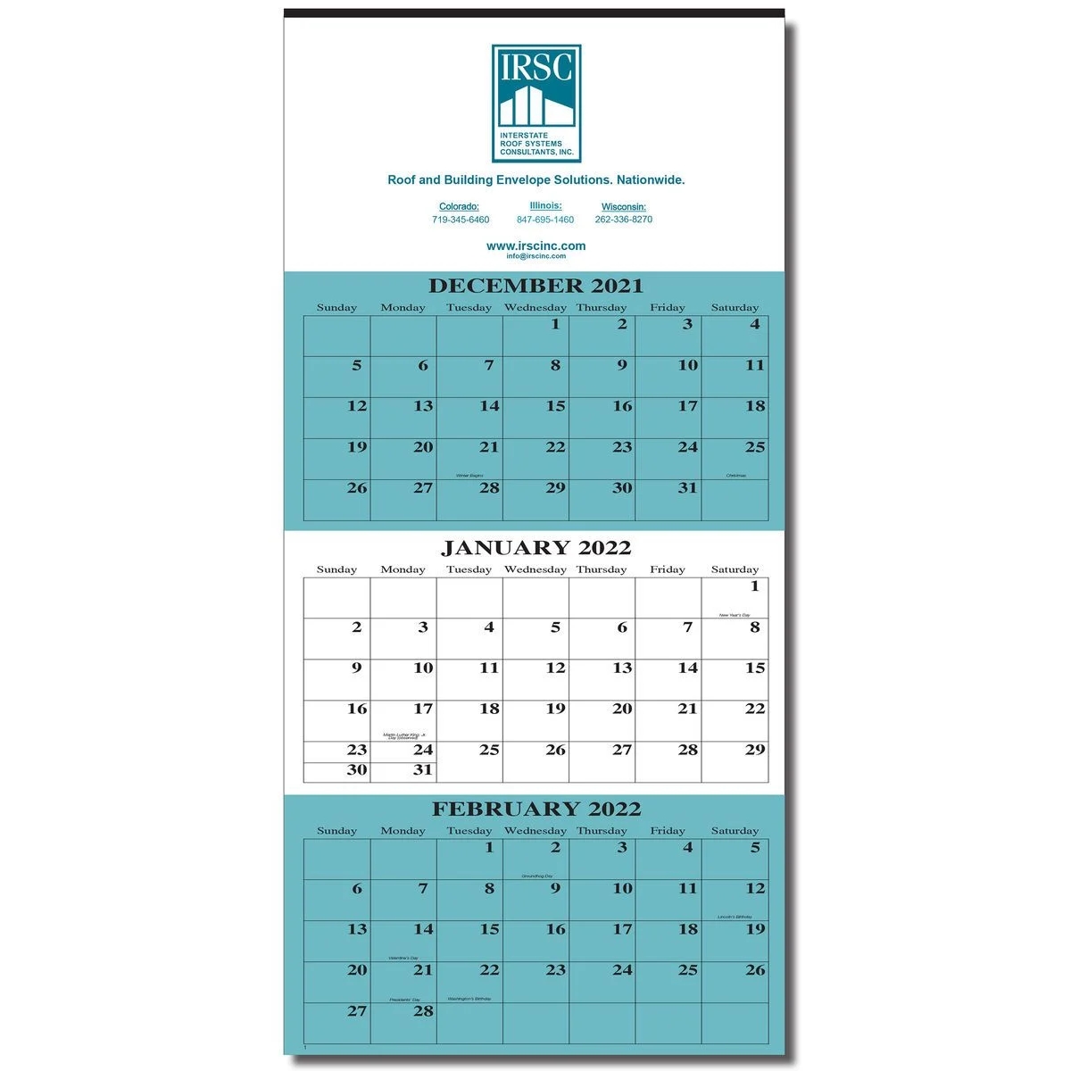 12 Sheet Calendar 3 Month View Wall Calendar Corporate Specialties