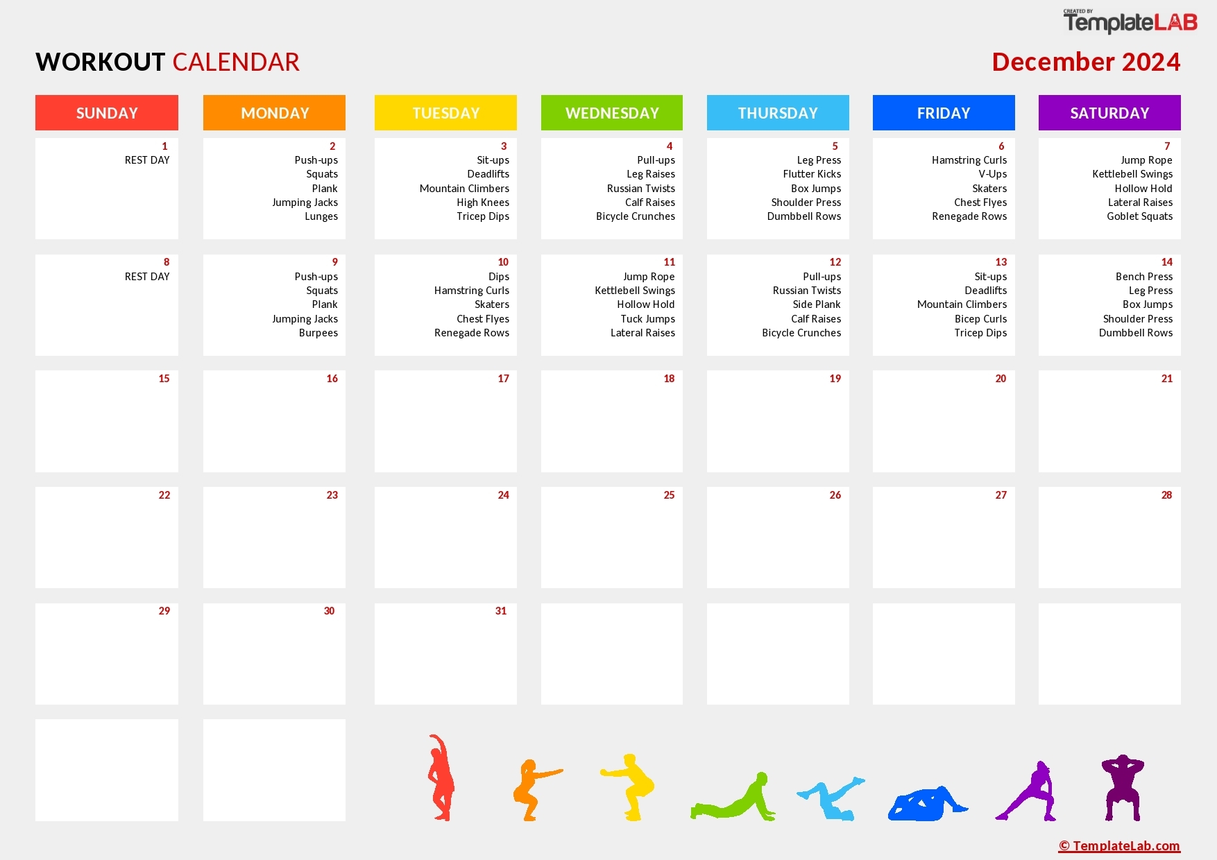Printable Calendar For Exercise Checklist