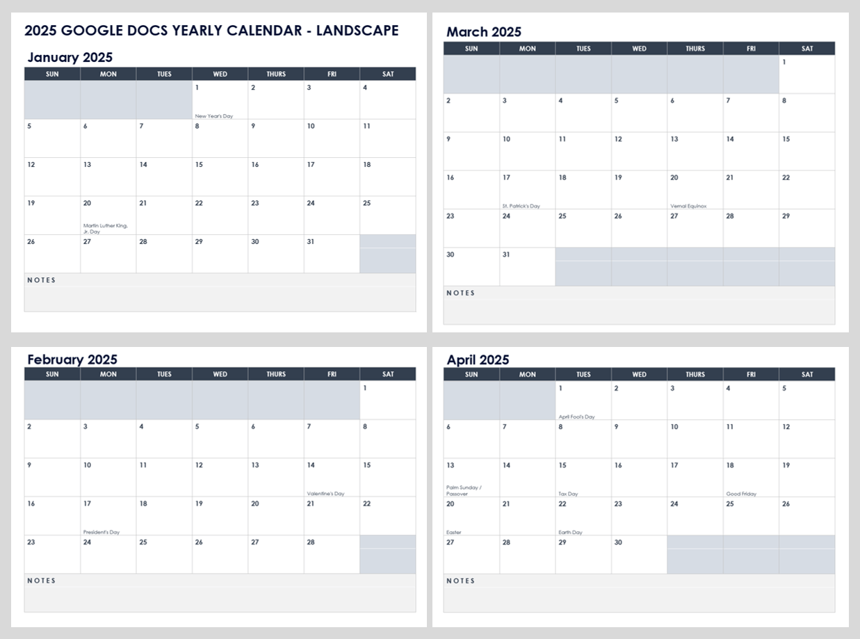 Free Printable Monthly Calendar Template 2025 Half-Size