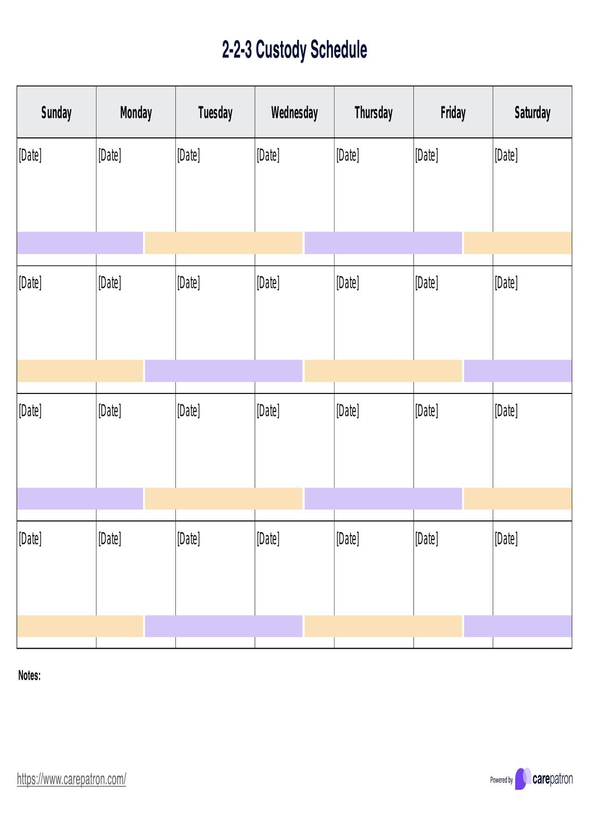 2 2 3 Custody Schedule Template Example Free PDF Download