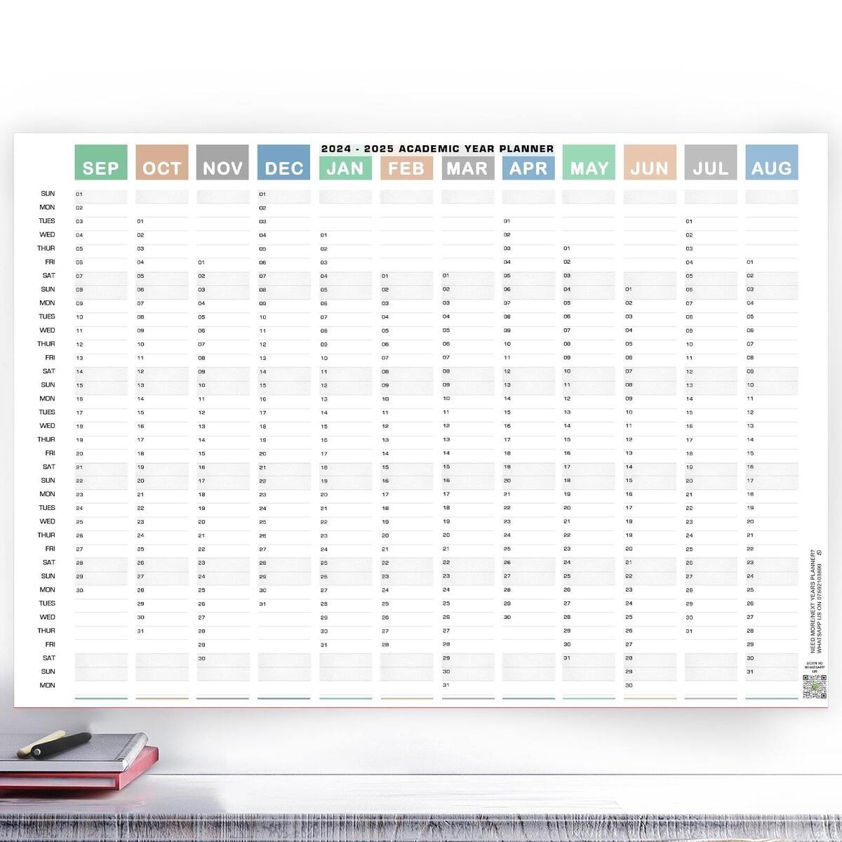 2024 2025 Academic Wall Planner Mid Year Student Calendar Year Planner Print EBay