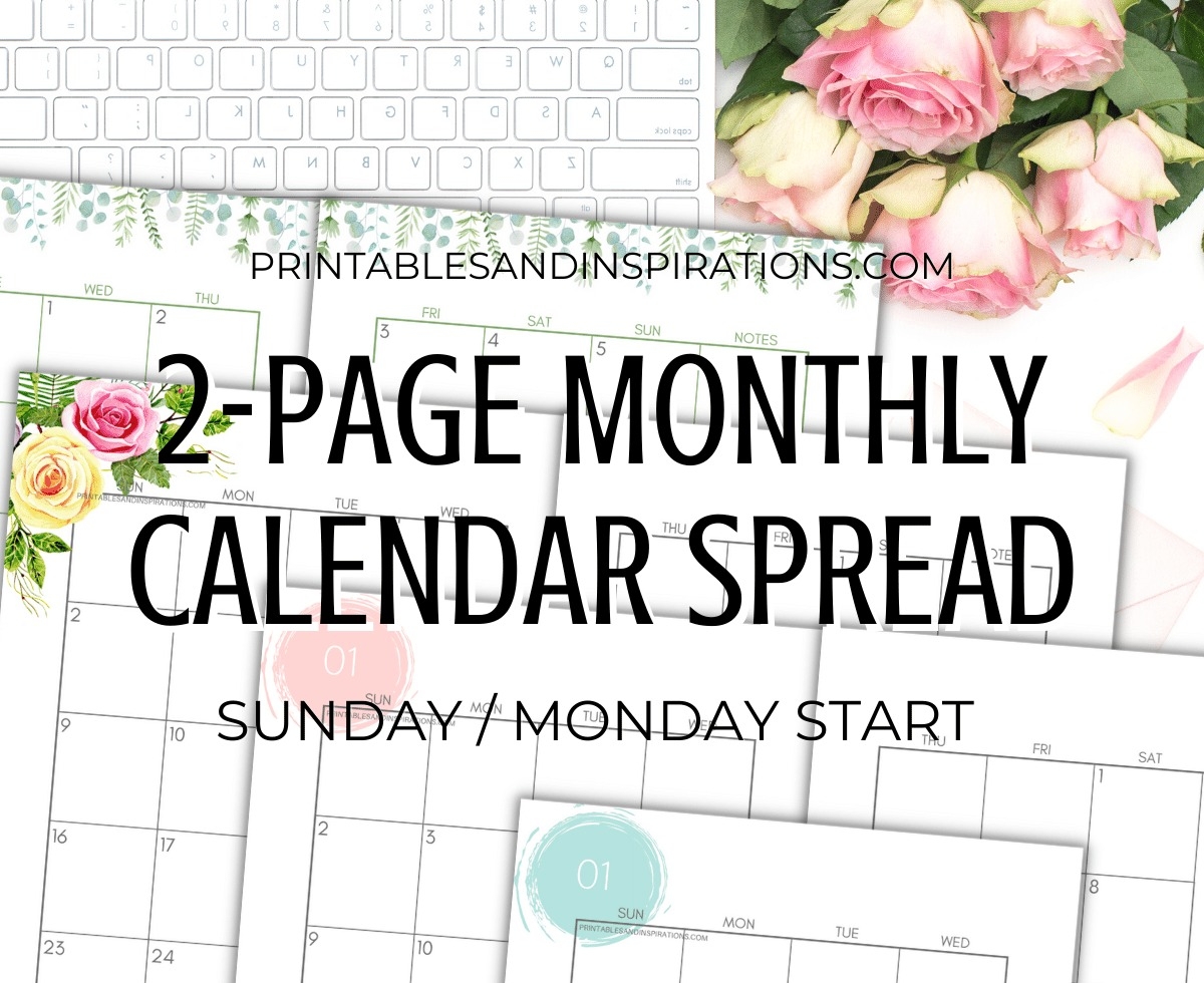 Two Page Printable Calendar 2025