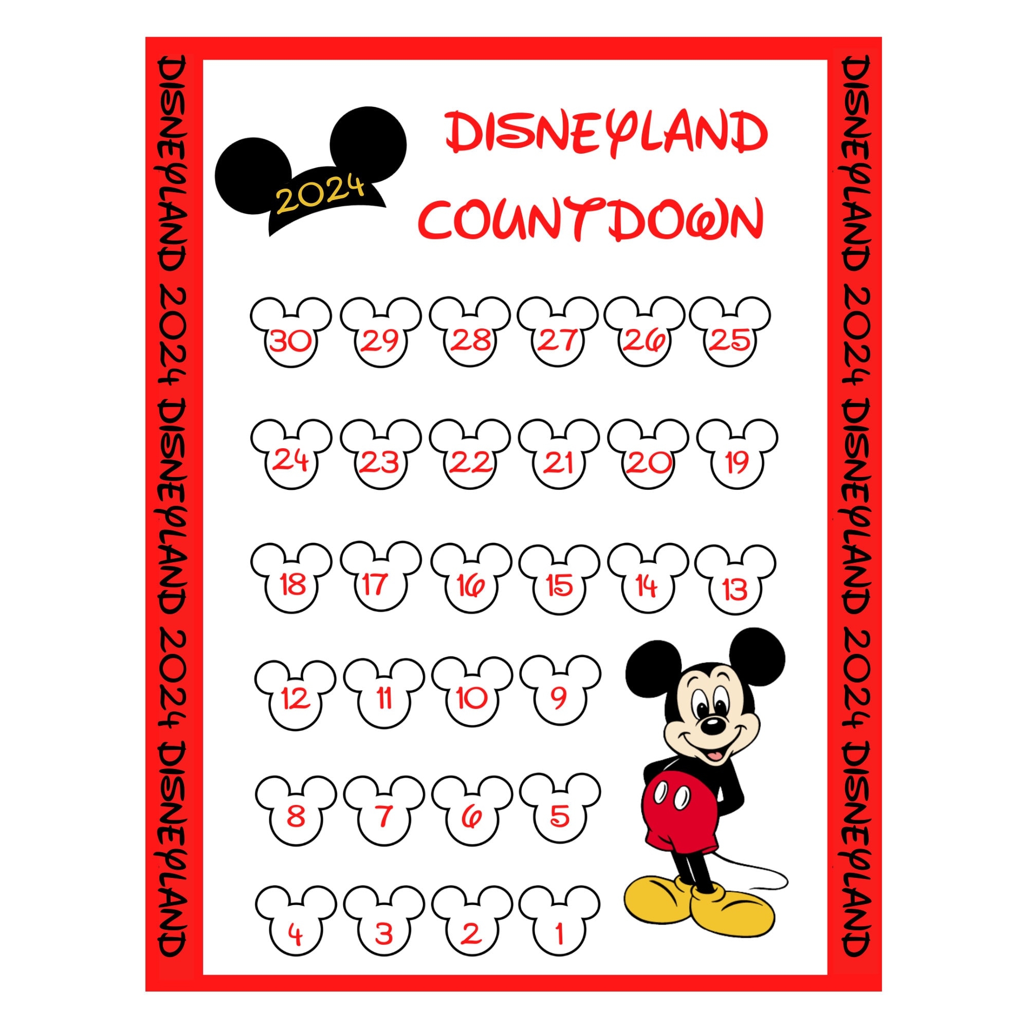 2024 And Now 2025 Printable Disneyland Travel Countdown Calendar Instant Digital Download Etsy