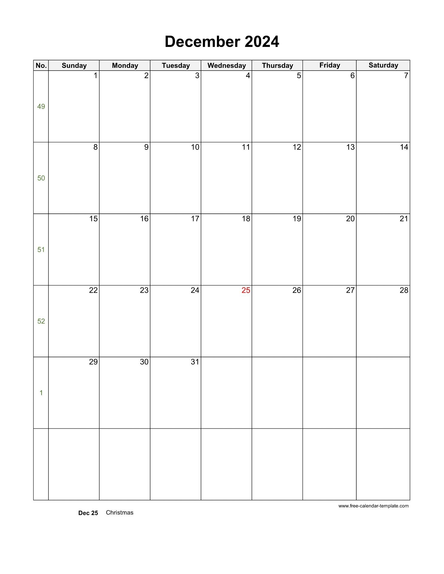2024 December Calendar Blank Vertical Template Free calendar template 2024 December Calendar Blank Vertical Template Free calendar template
