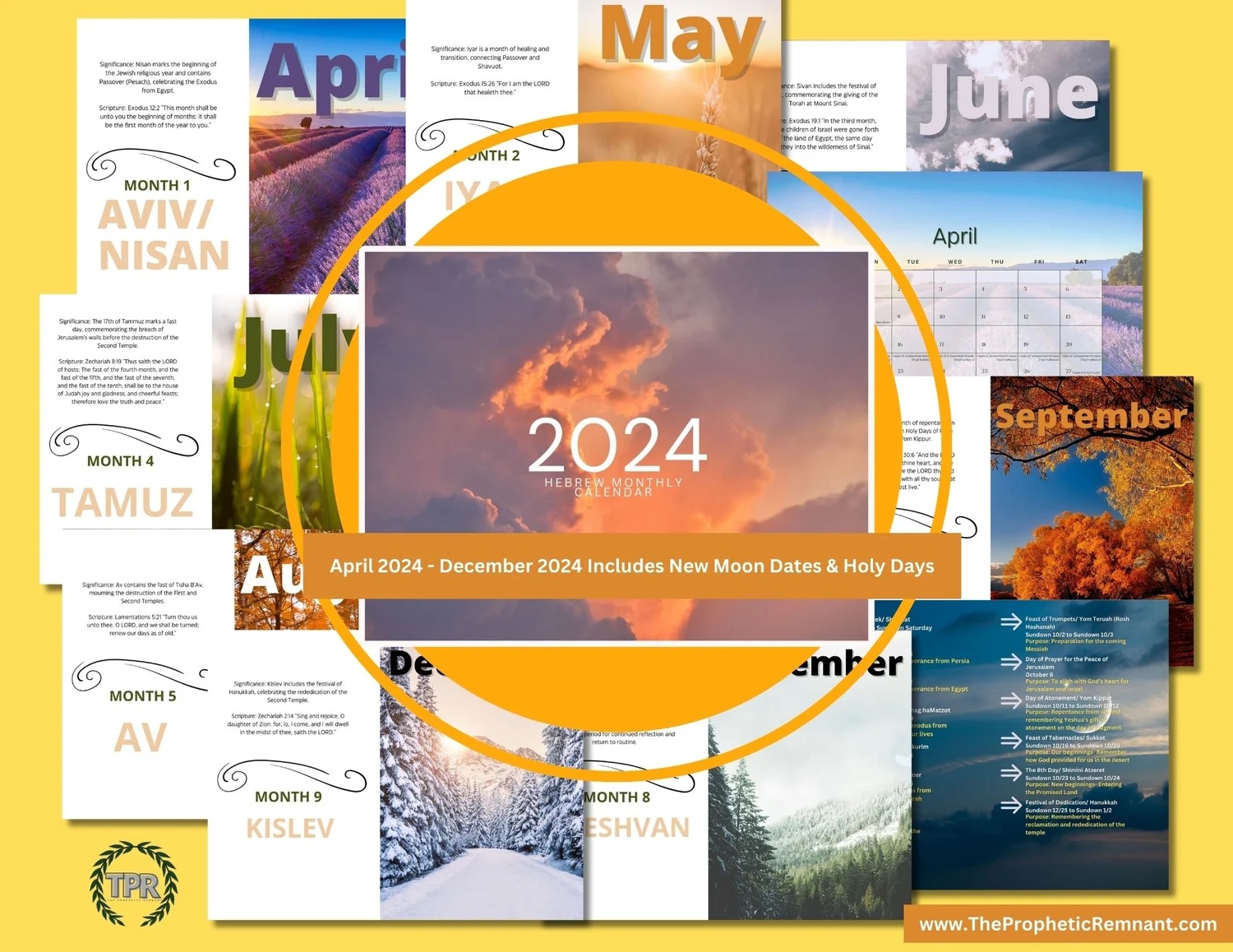 2024 Hebrew Calendar April December Print Payhip