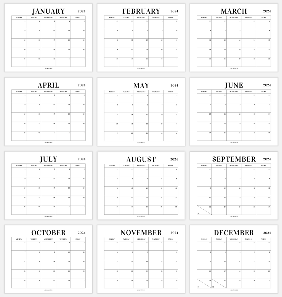 2024 Monday To Friday Calendar Printables Vertical Horizontal JellyMemos 2024 Monday To Friday Calendar Printables Vertical Horizontal JellyMemos