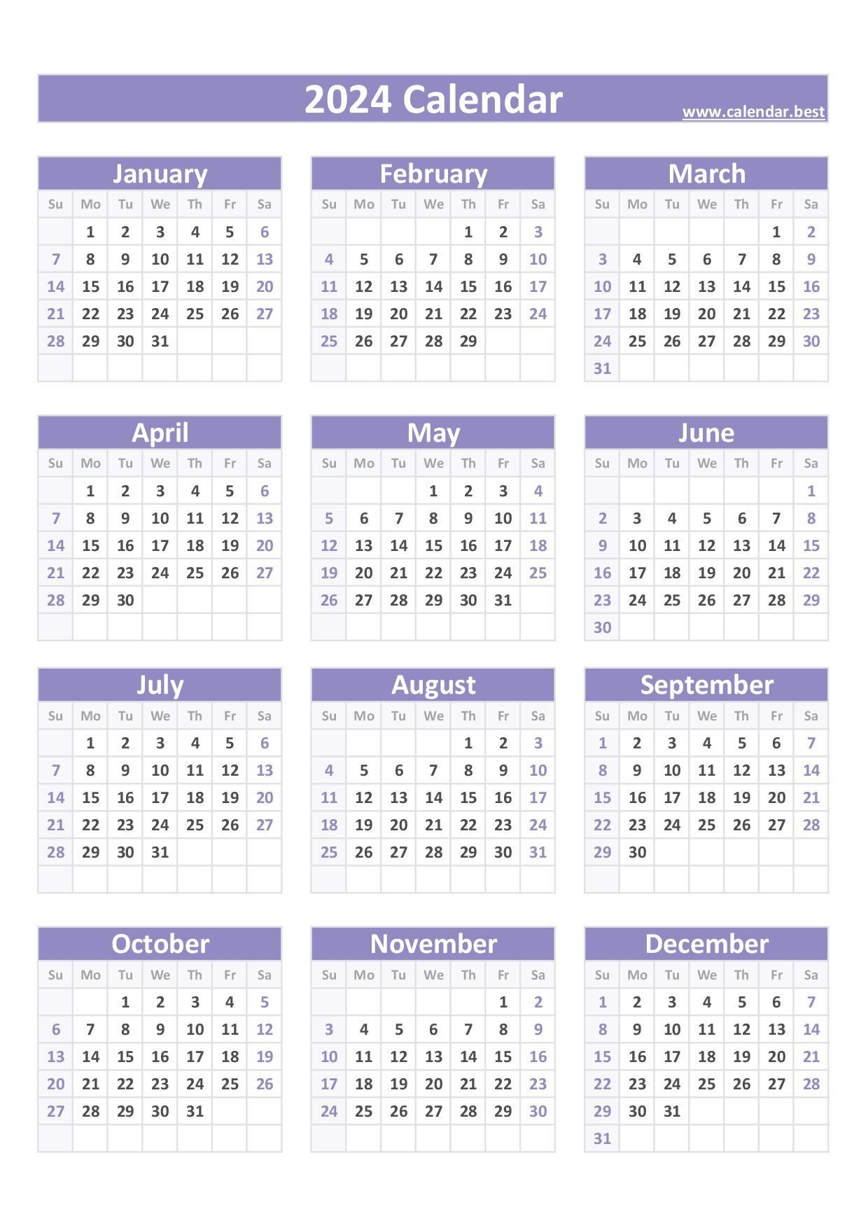 Printable Calendar Portrait Format