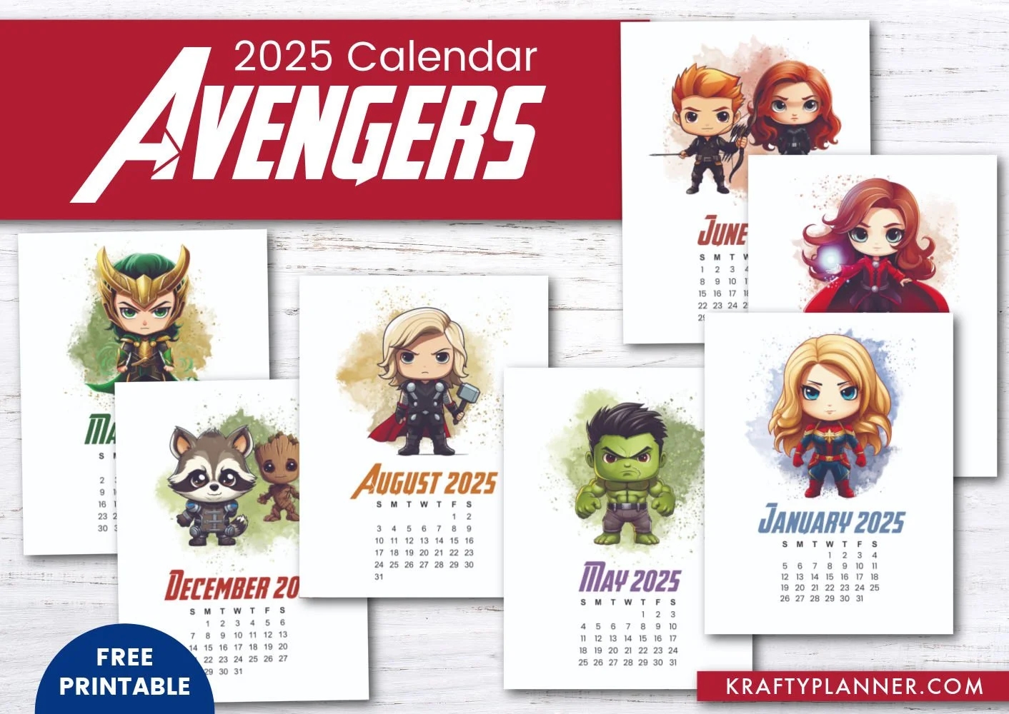 Free Printable Cartoon Calendar
