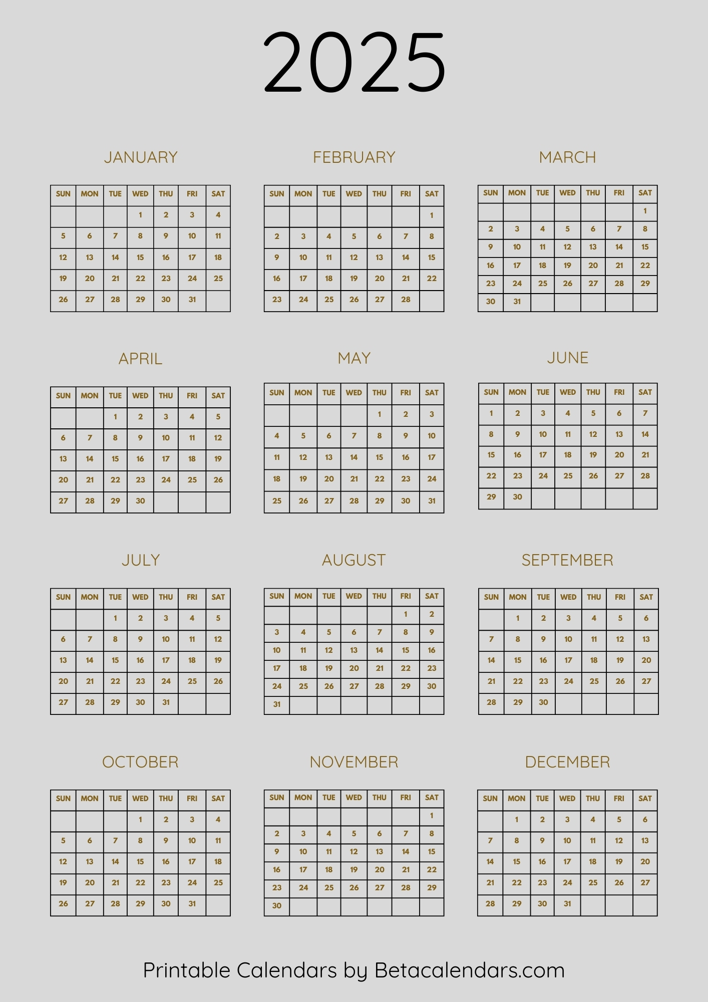 Printable Calendar Printable Calendar 2025