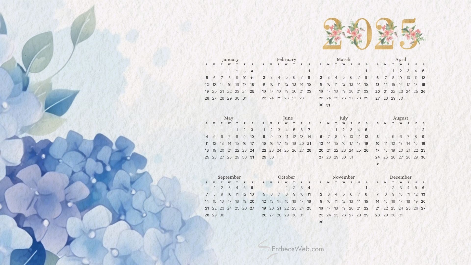 2025 Calendar Desktop Wallpaper And PDF Printables EntheosWeb