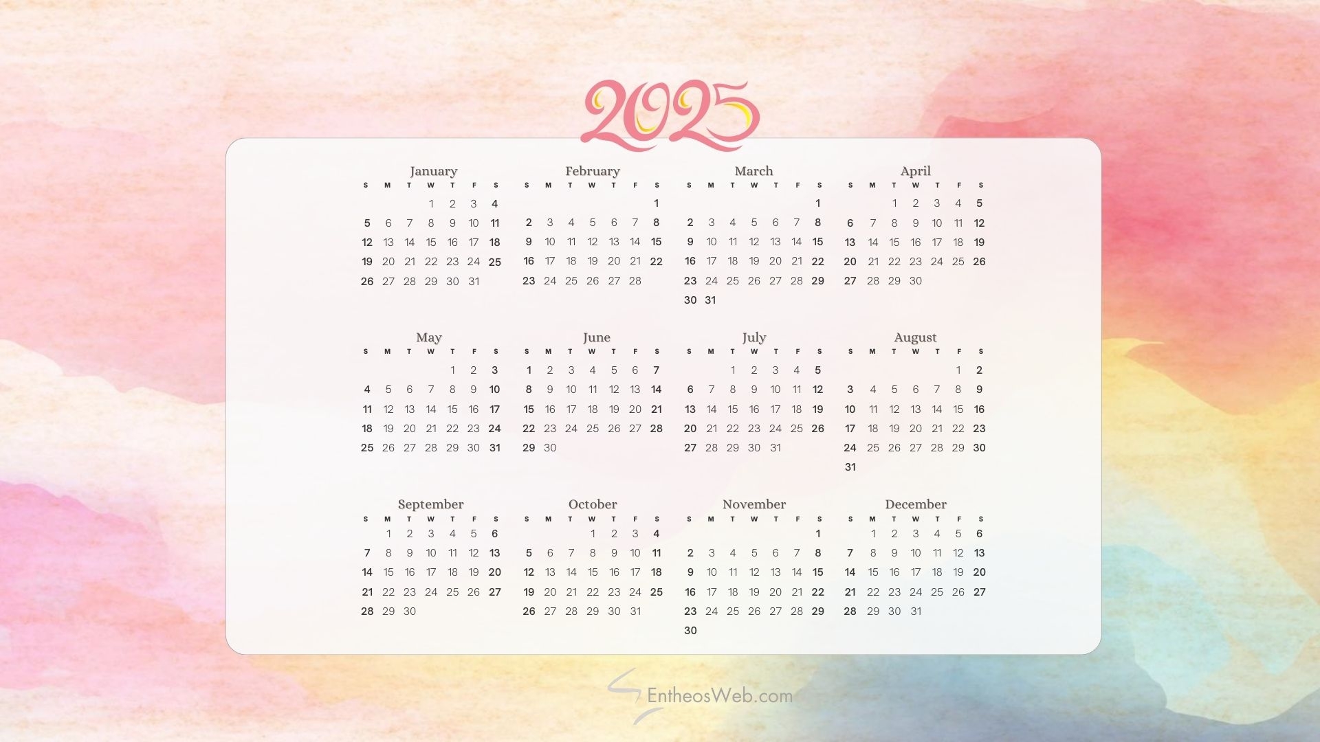 Free Printable Desktop Photo Calendars 2025