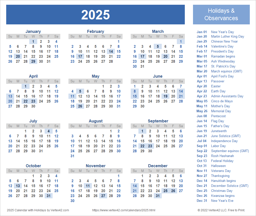 Printable Calendar For 2025 And 2026