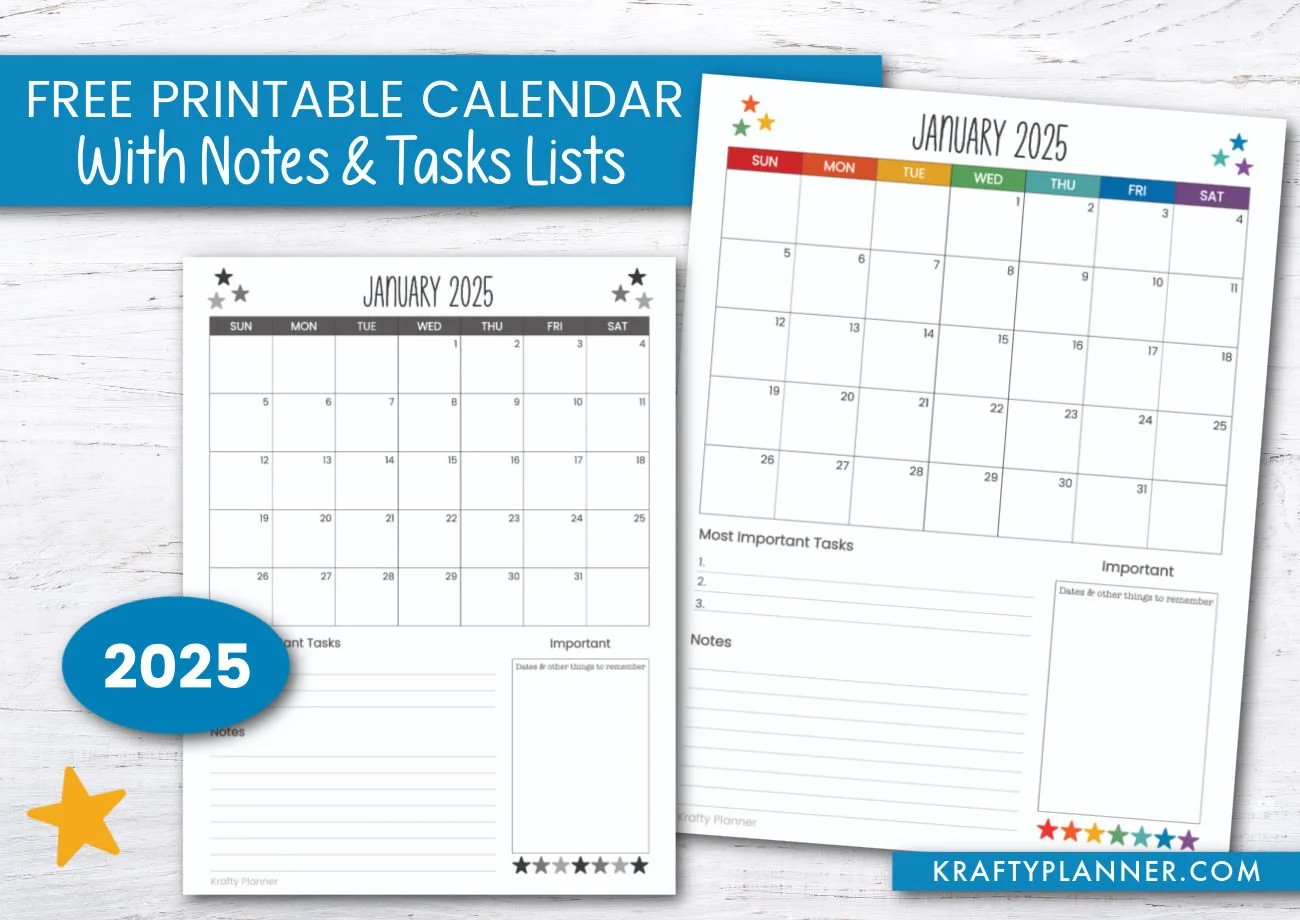 2025 calendar with notes and task lists krafty planner 2025 calendar with notes and task lists krafty planner
