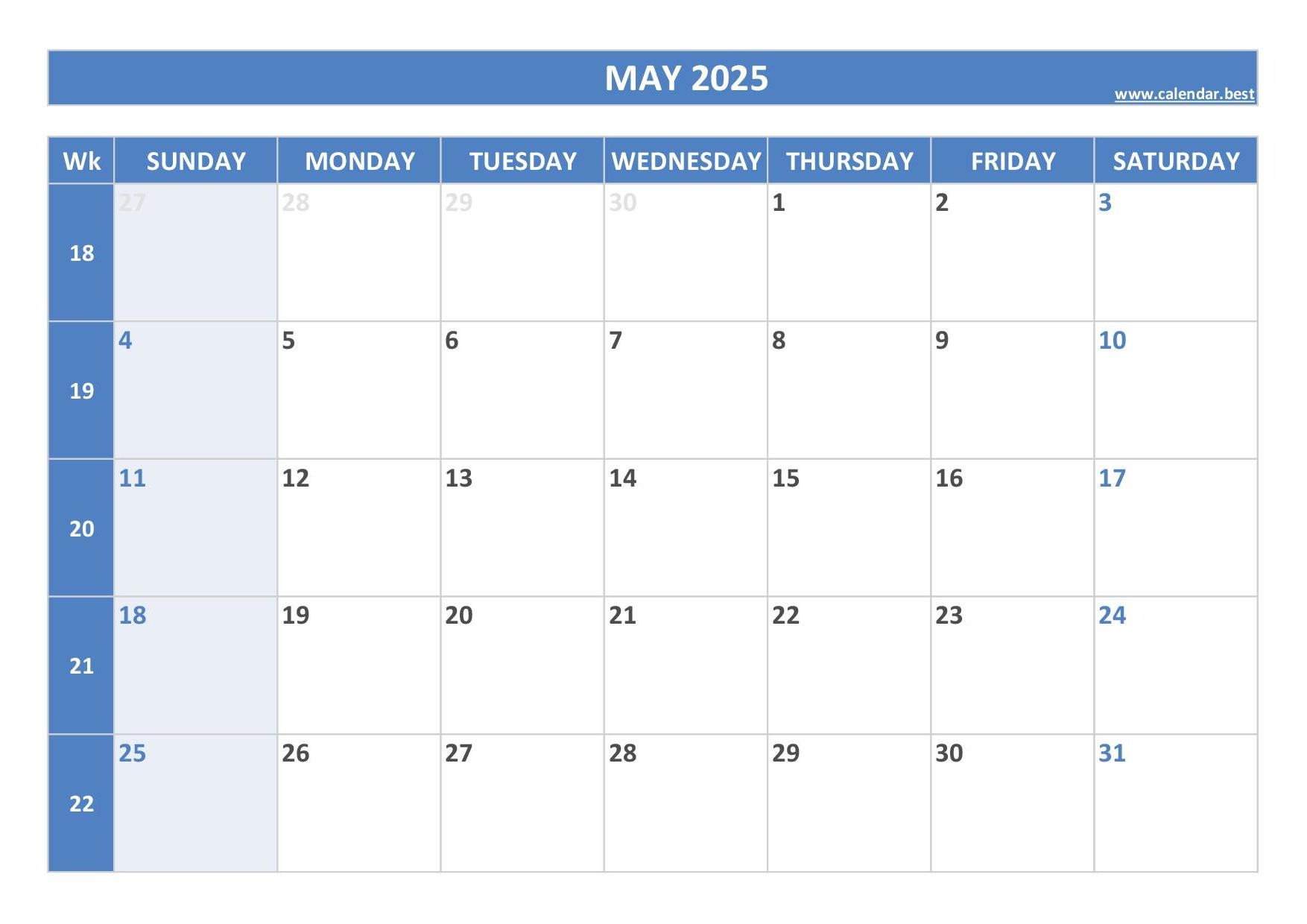 2025 Week Calendar Printable