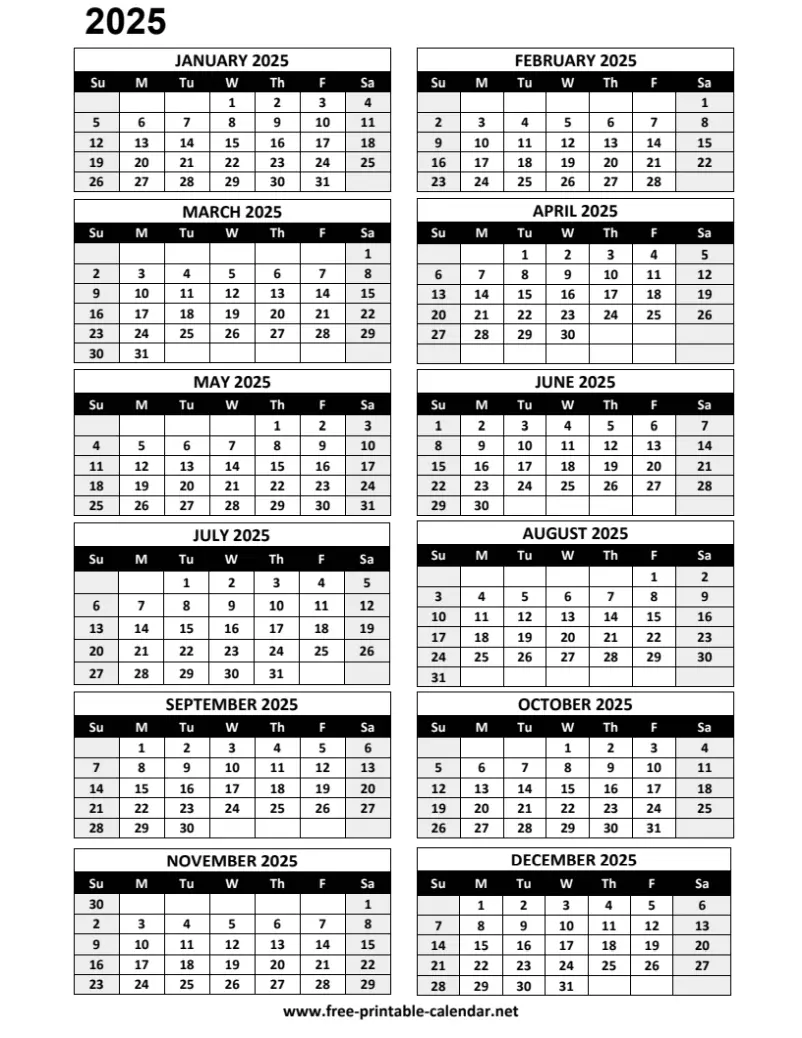 2025 calendar