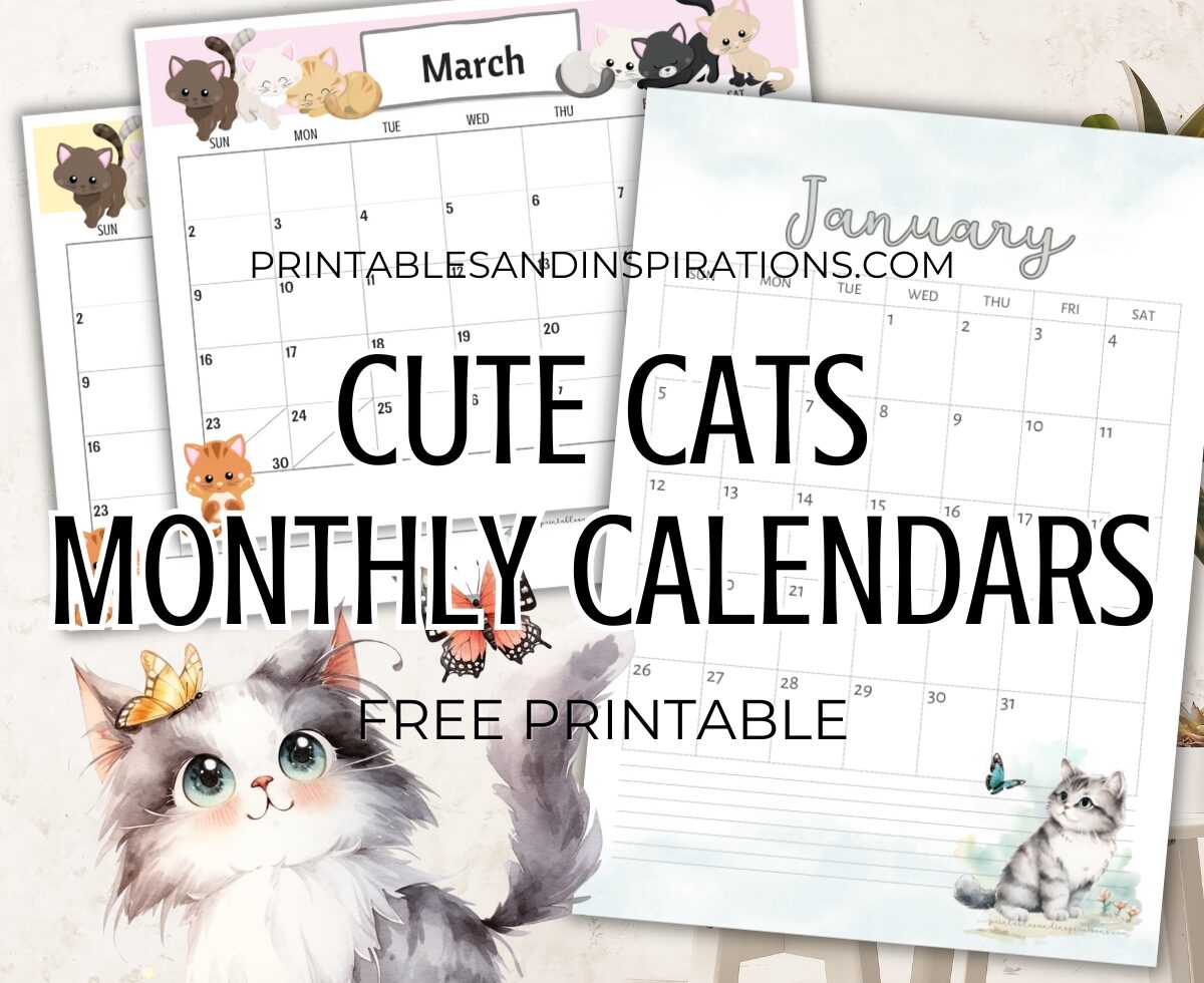 2025 Printable Monthly Calendars Cute