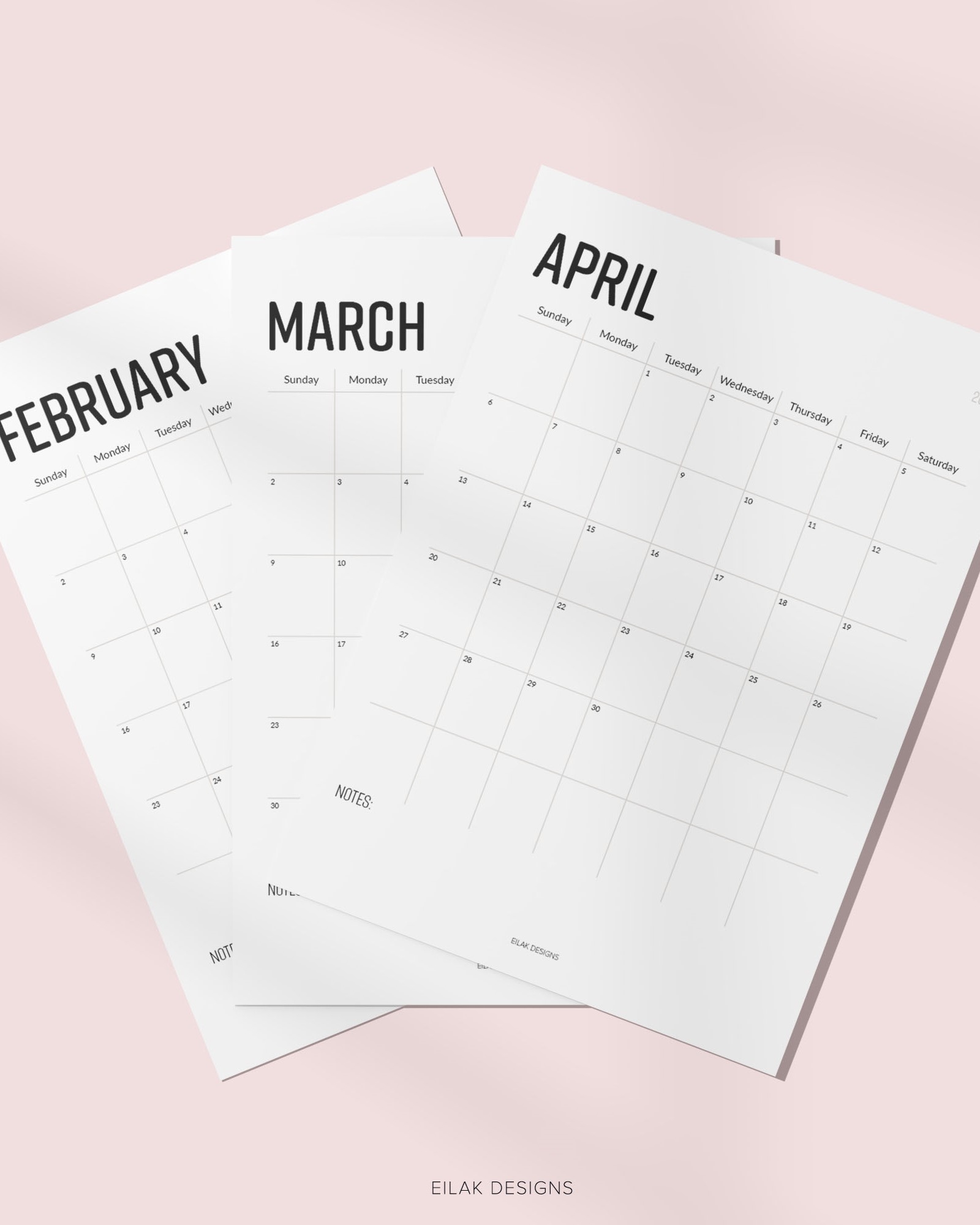 2025 Monthly Calendar Minimalistic Digital Download