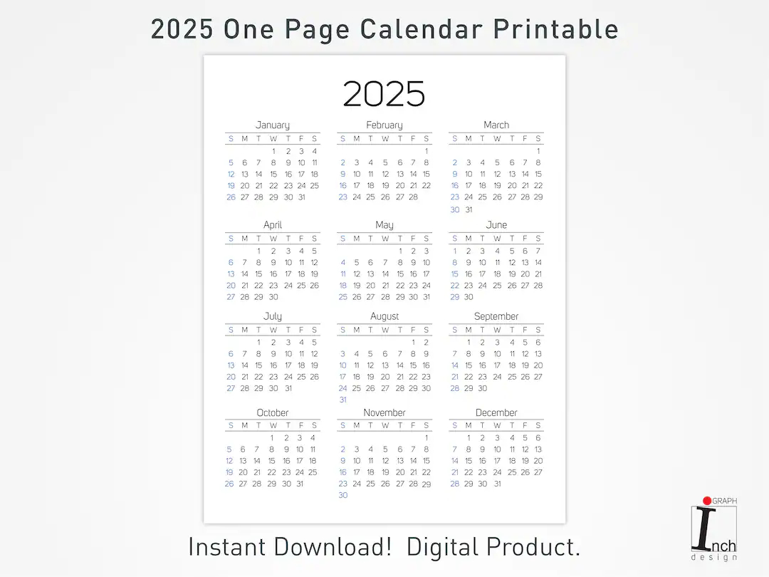 2025 printable calendar 12 months one page calendar wall calendar 2025 desk calendar minimalist home calendar decoration etsy ireland