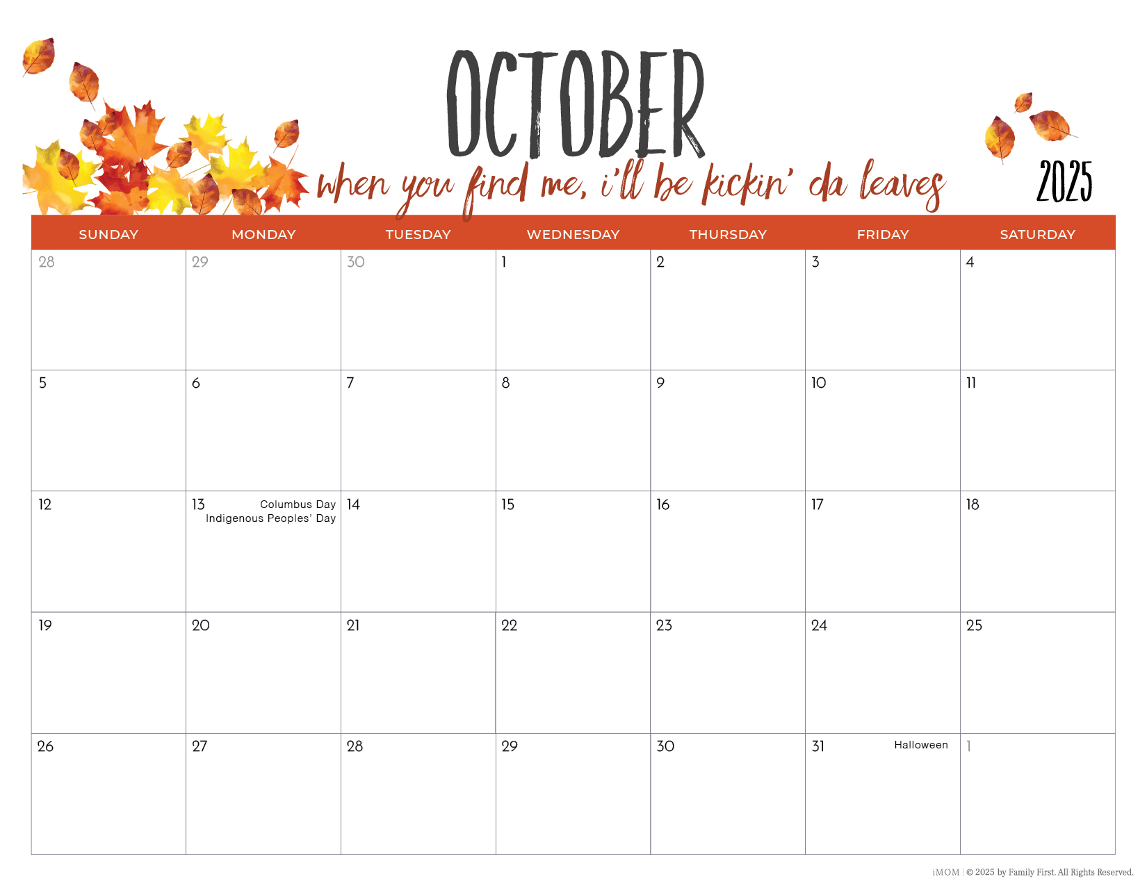 Free Printable Monthly 2025 Calendars With Holidays