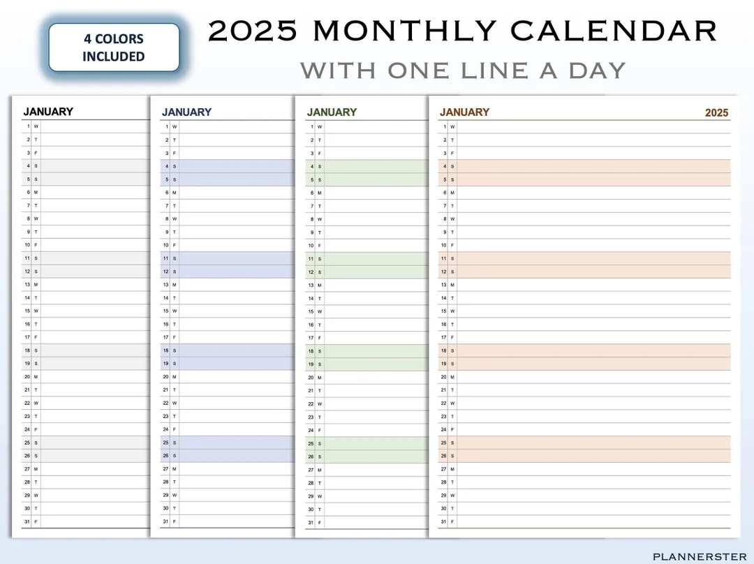 2025 printable monthly calendar simplify your year ahead one line a day 2025 monthly overview 4 color options etsy 2025 printable monthly calendar simplify your year ahead one line a day 2025 monthly overview 4 color options etsy