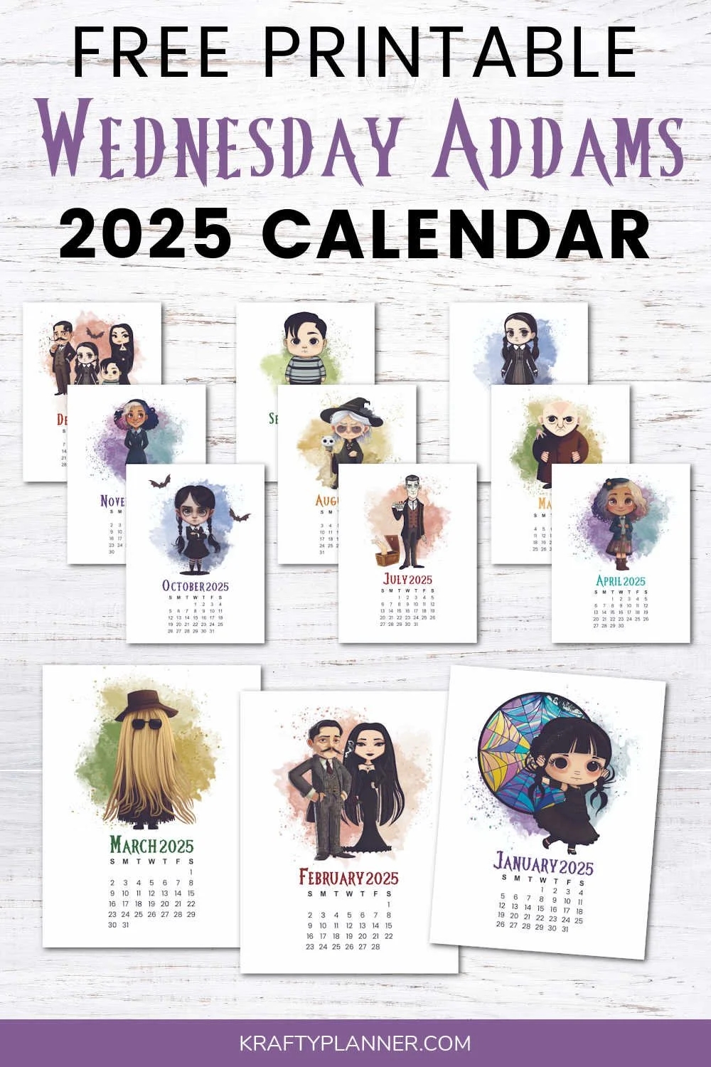 2025 Wednesday Addams Printable Calendar Krafty Planner 2025 Wednesday Addams Printable Calendar Krafty Planner