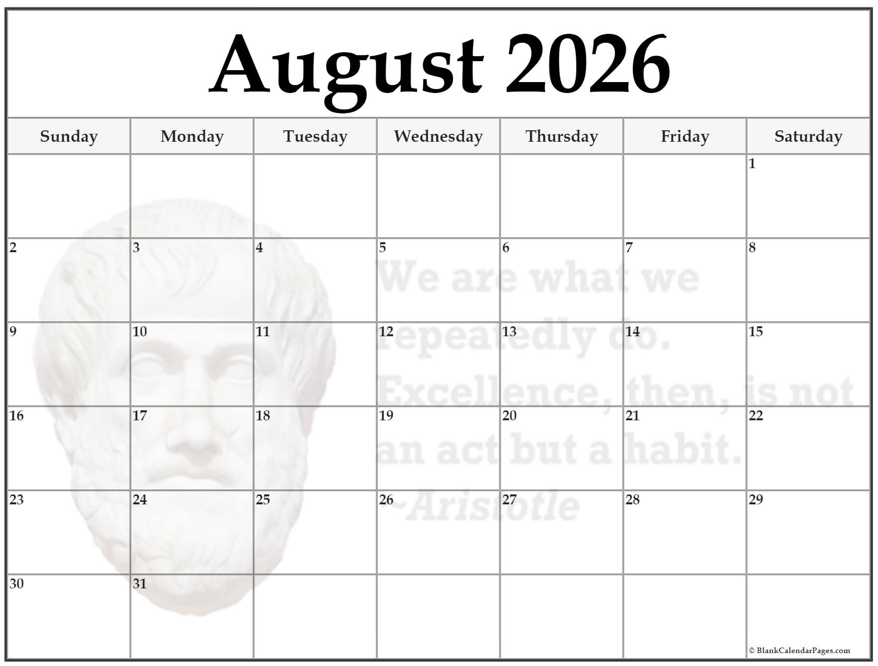 24 August 2026 Quote Calendars