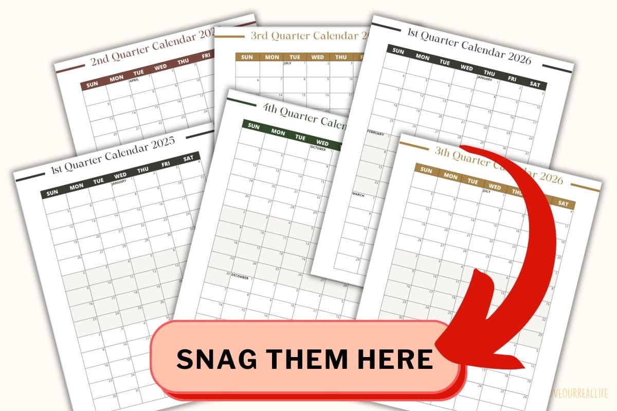 4th Quarter 2025 Printable Calendar